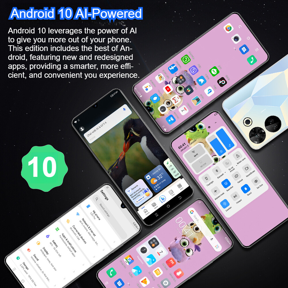 C20 Pro Smartphone Android 6.8” Unlocked 4+64GB 5000mAh 12+24MP Dual Camera