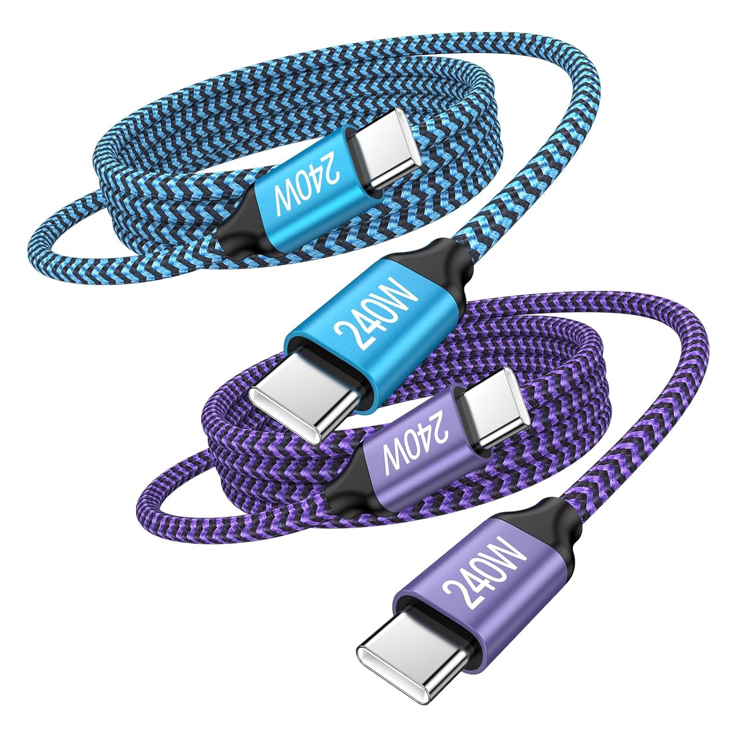 USB C to USB C Cable, 240W Fast Charging 6FT 2Pack Type C Charger Braided Cord