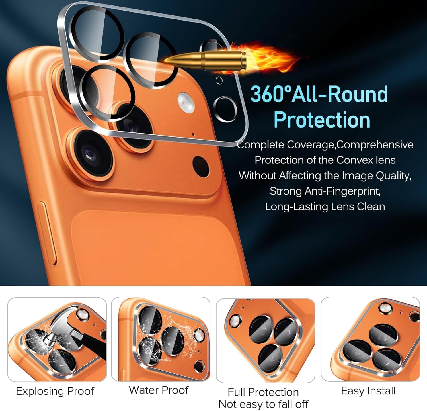 4-Pack Camera Lens Protector for iPhone 17 Pro Max Scratch-Resistant Tempered Gl