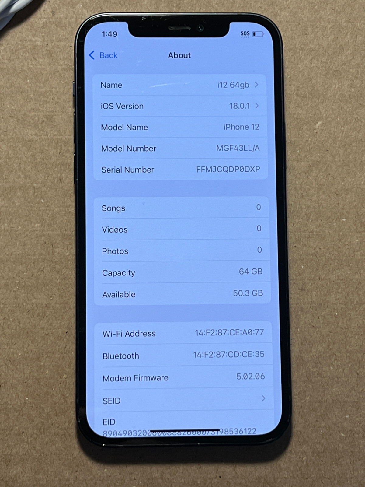 Apple iPhone 12 64GB Black Unlocked A2172 (CDMA + GSM)