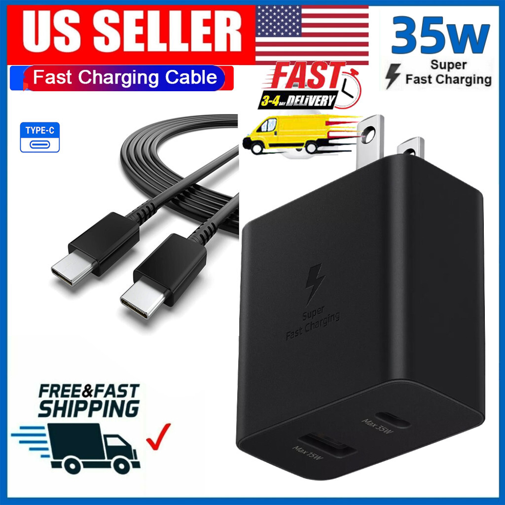Super 35W PD Power Adapter Duo Wall Charger+Cables For Samsung S23-S20 NOTE 20 U
