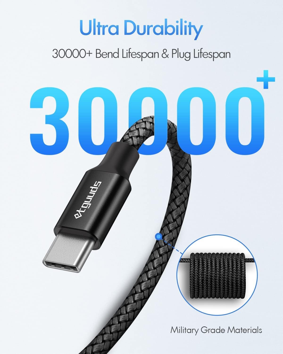 3ft USB-C Fast Charging Cable 60W, 2-Pack for iPhone 15 Pro Max, Galaxy S25