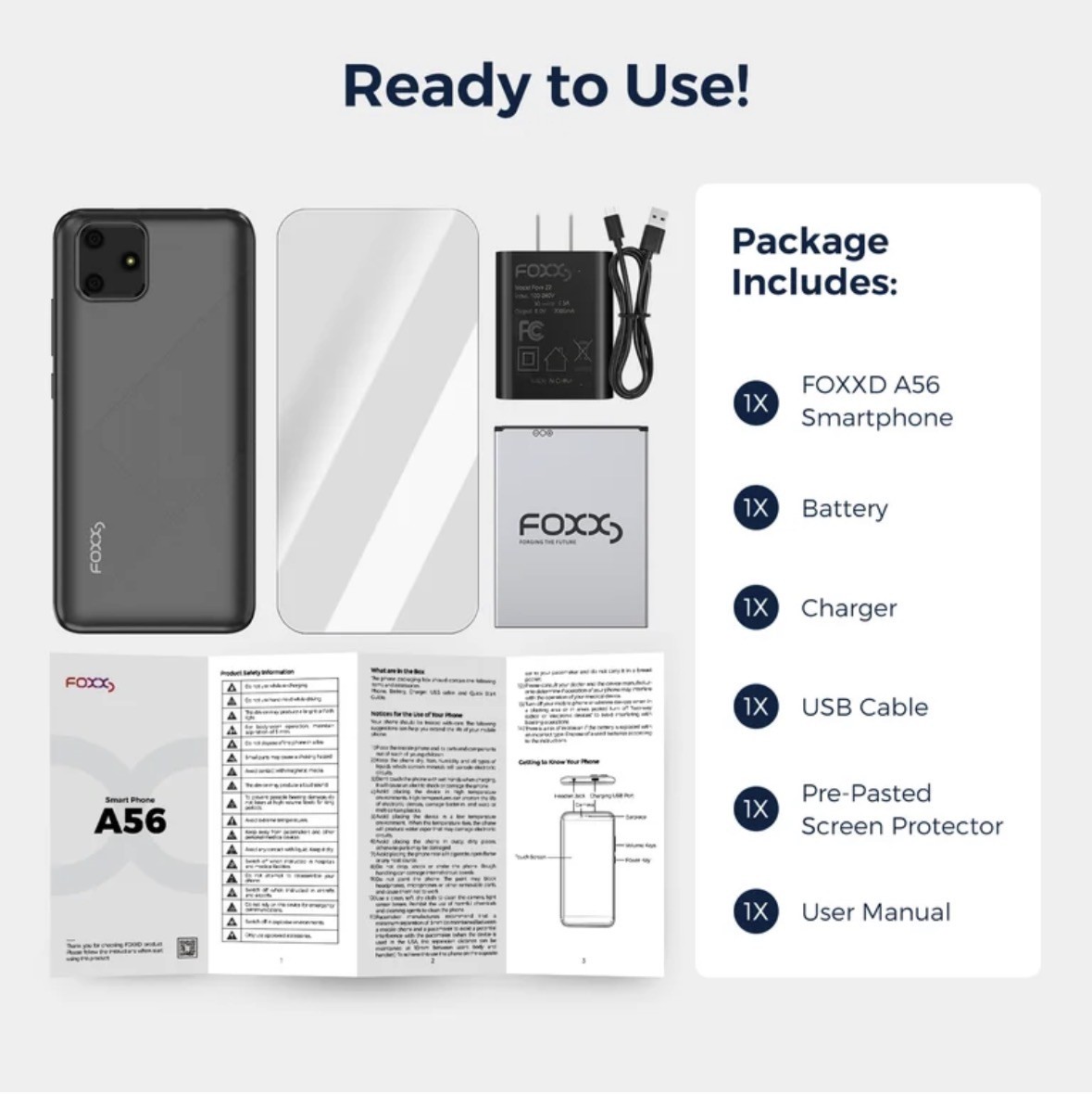 Foxx A56 Smartphone Black Android Smart Phone UNLOCKED For ANY Carrier!!!