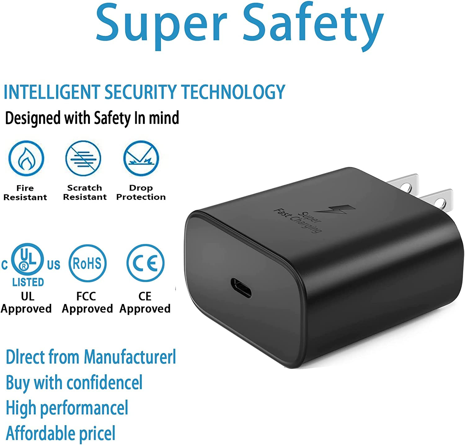 45w Super Fast Wall Charger + 6FT Type C Cable For Samsung Galaxy S22 S21 S20 23