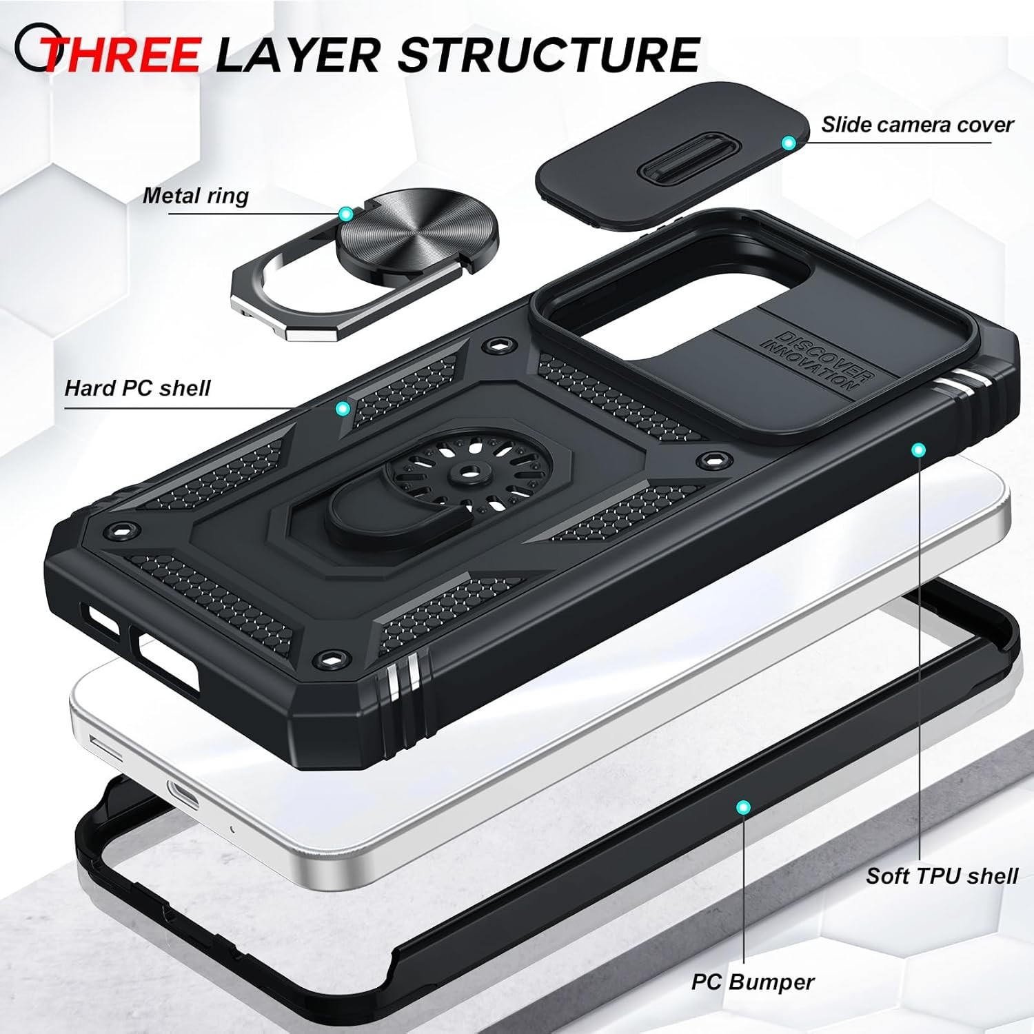 Samsung Galaxy S23 FE Case with 2 PCS Screen Protector Tempered Glass & Stand