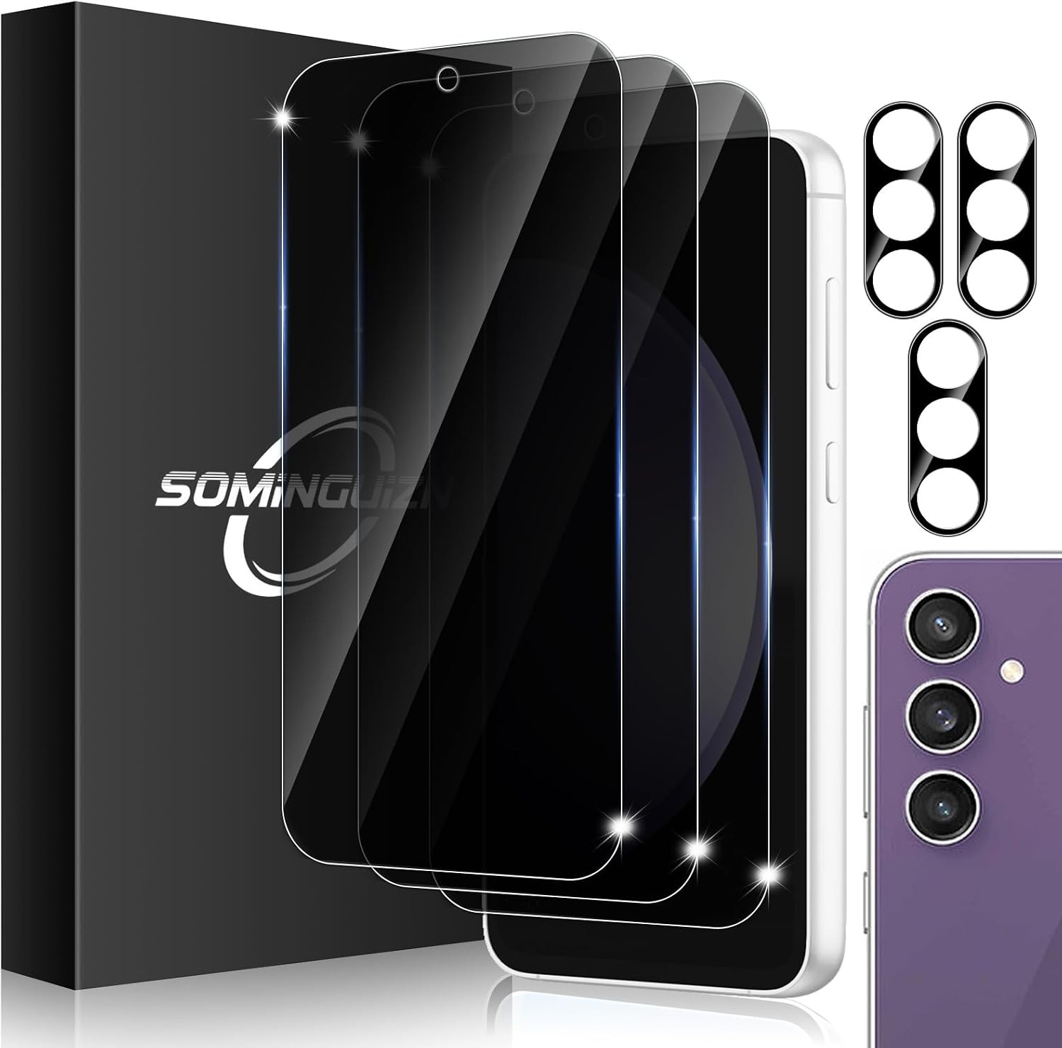 [3+3 PCS] Privacy Screen Protector & Camera Lens Protector for Samsung Galaxy S2