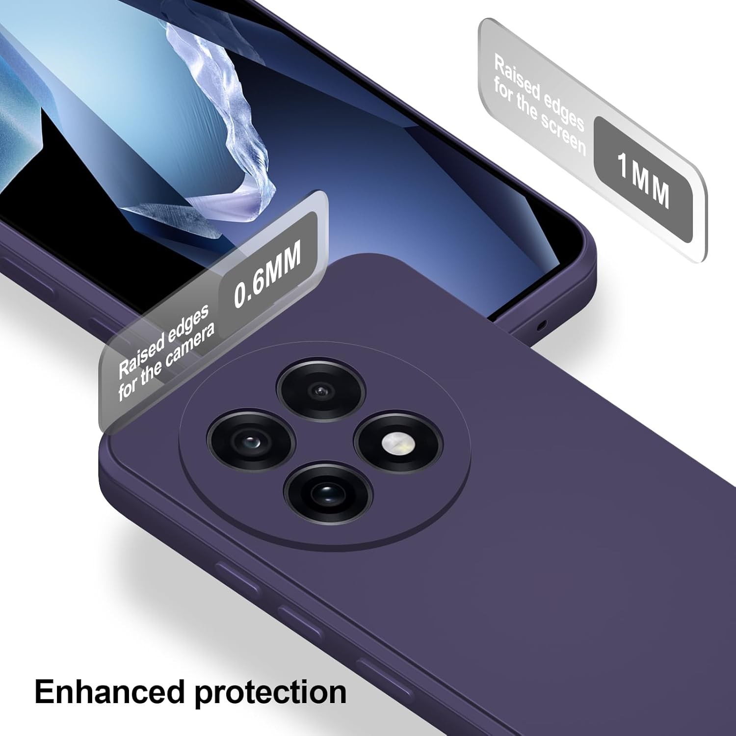 Case for OnePlus 13R, Soft Silicone Shockproof Slim Cover with Deep Purple Linin