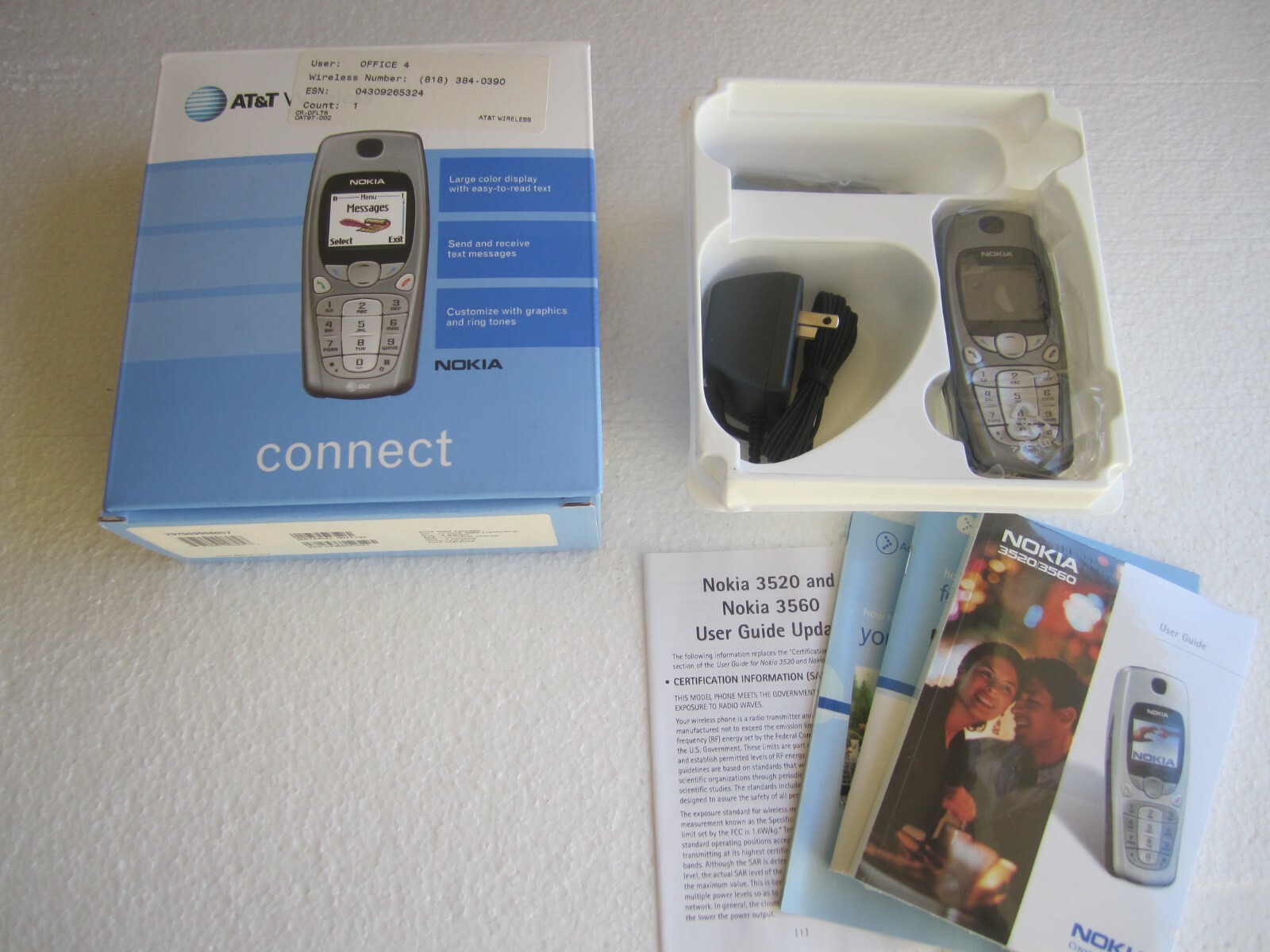 Vintage Nokia 3560 Phone w/Charger Battery & Packaging – For Collectors
