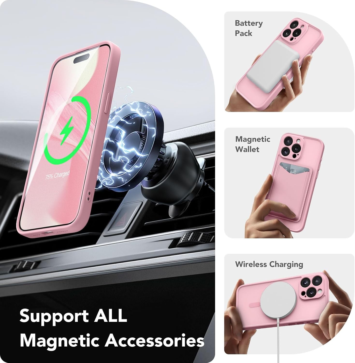 Magnetic for iPhone 13 Pro Case, Shockproof Protective Slim Translucent Matte Ca
