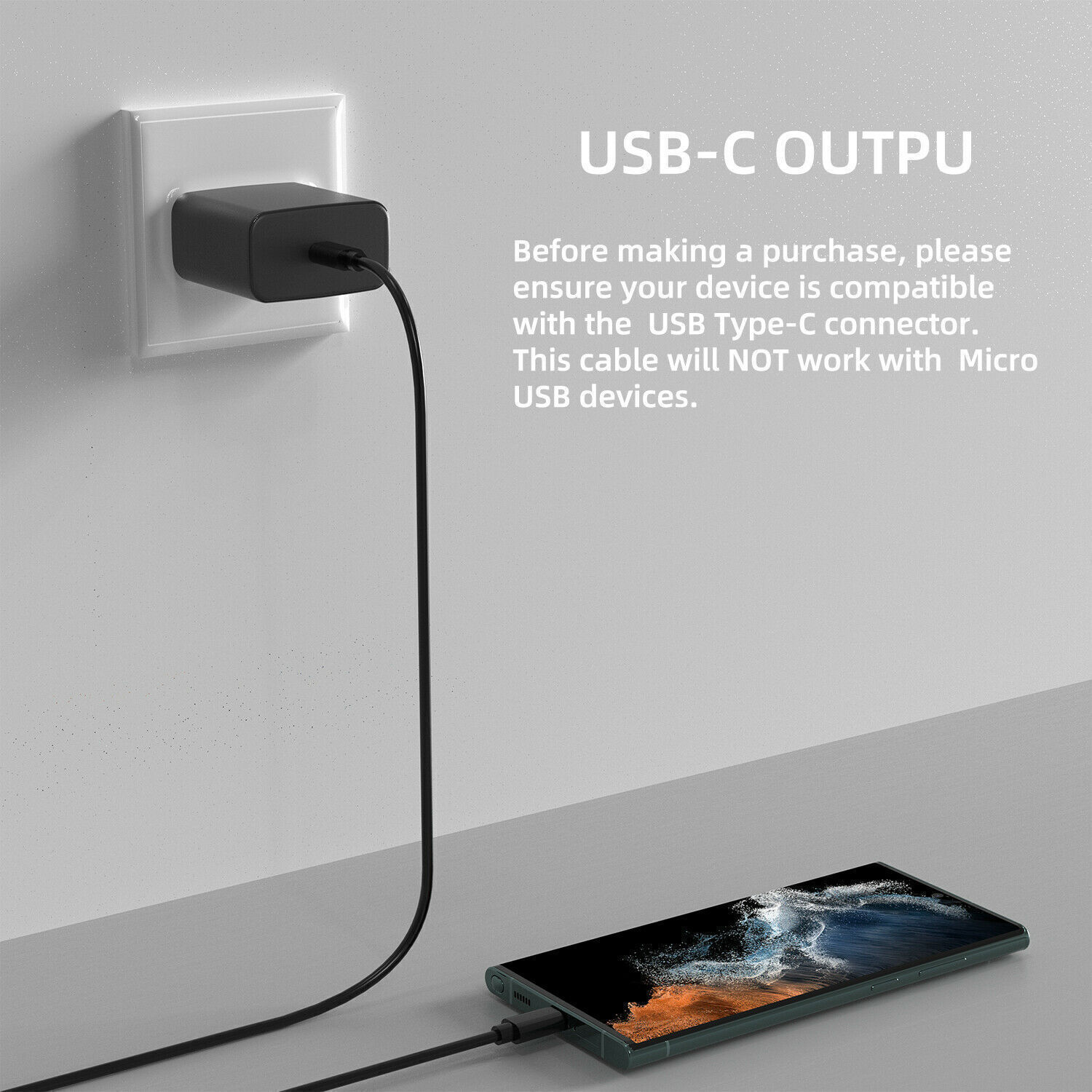 45W Super Fast Wall Charger Plug +6ft Cable USB-C for Samsung Galaxy S25 S24 S23