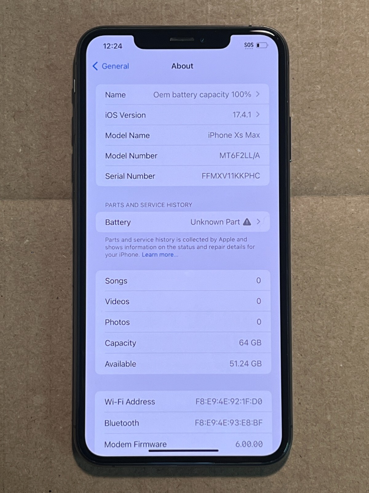 Apple iPhone XS Max – 64GB – Space Gray (Unlocked) A1921 (CDMA + GSM) READ