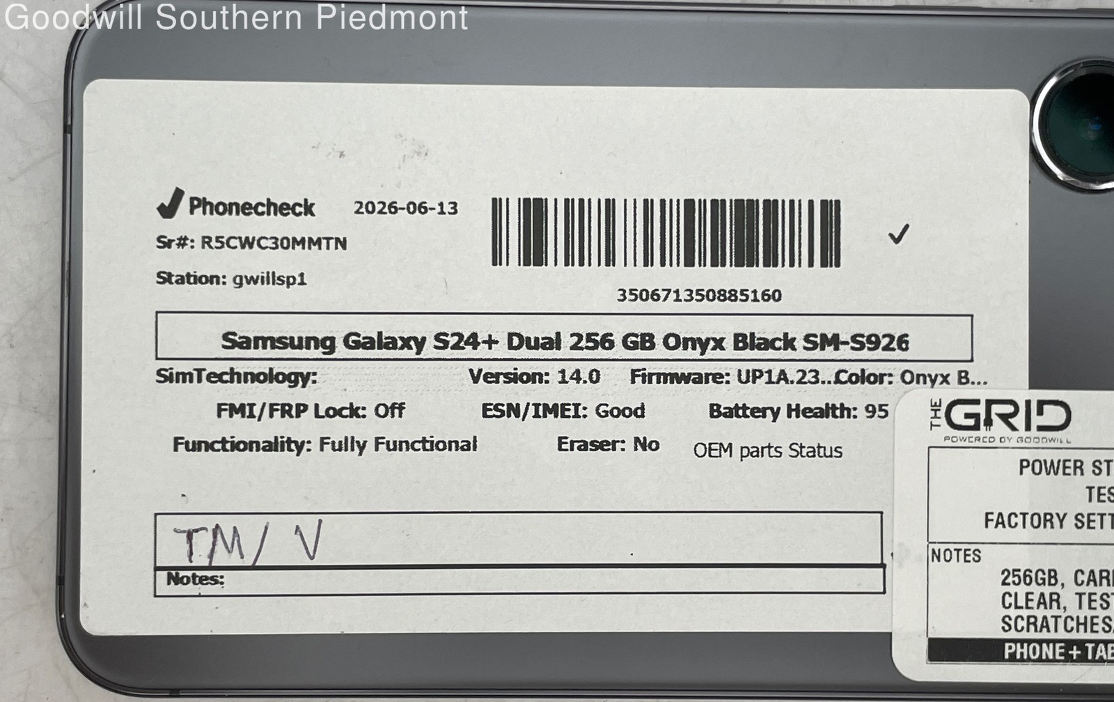 Samsung Galaxy S24+ Dual SM-S926 256Gb Onyx Black Verizon Smartphone – Tested