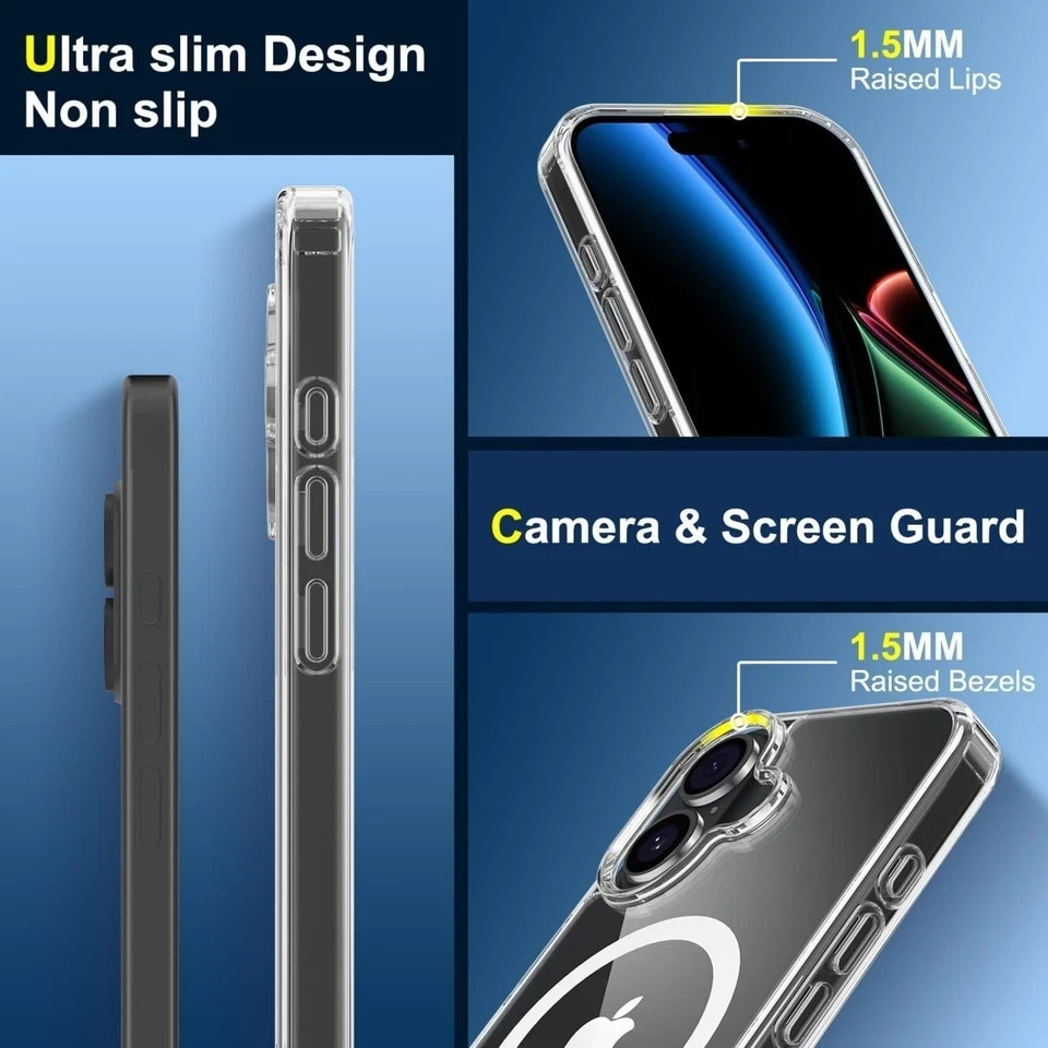 Magnetic iPhone 17 Case with 2 Privacy Screen Protectors, Shockproof, Transparen