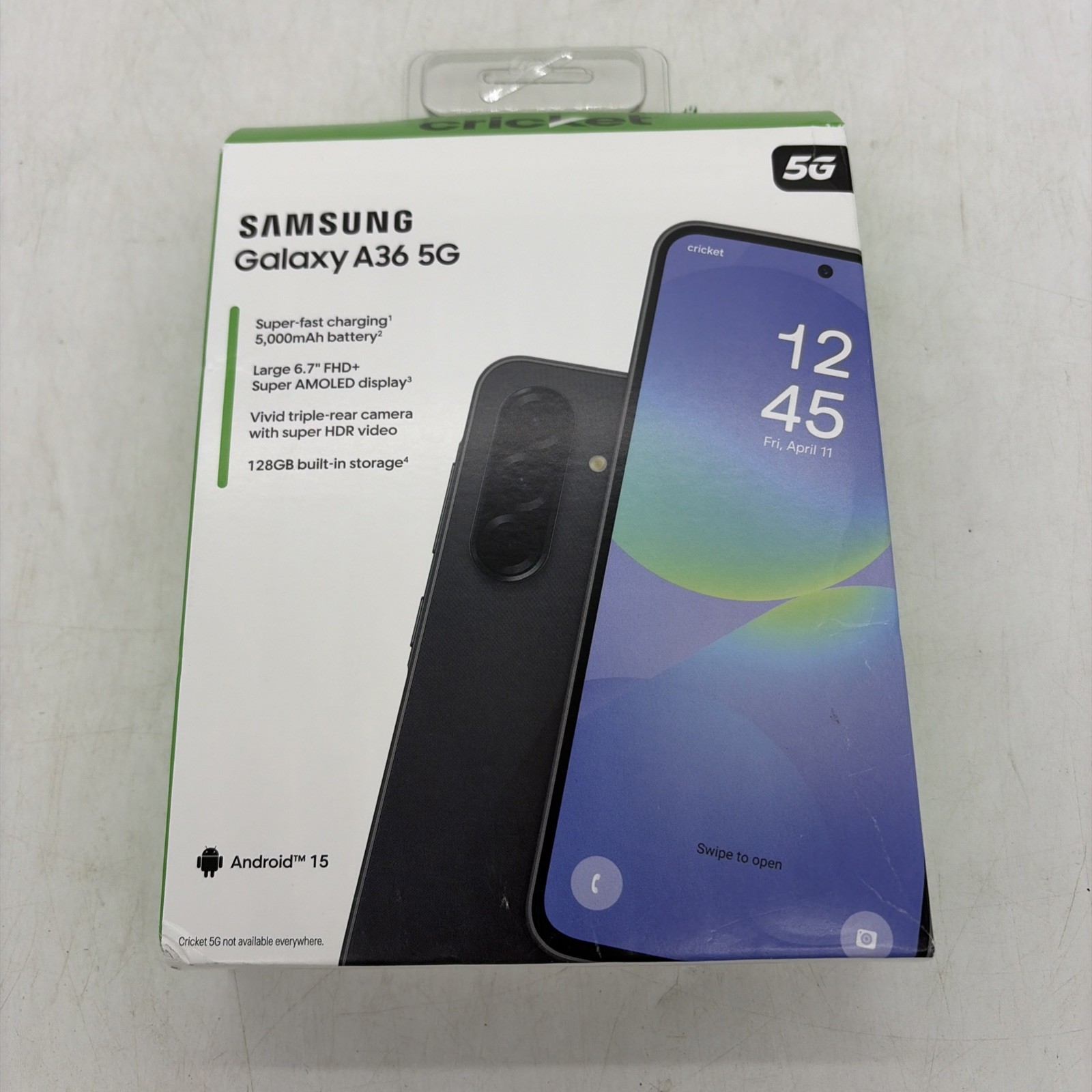 NEW! Samsung Galaxy A36 5G 128GB Super AMOLED Cricket Wireless Prepaid Phone