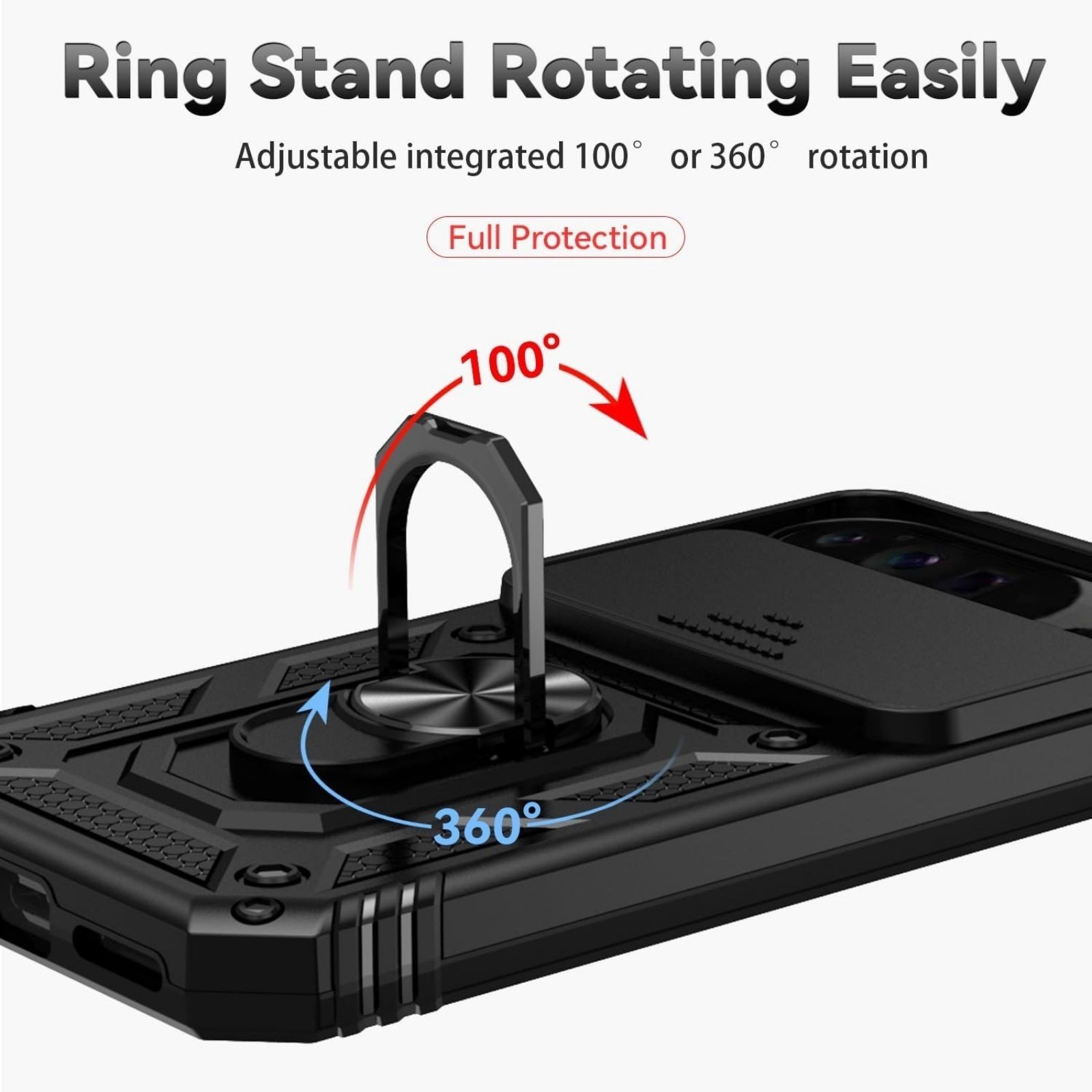 Case for Google Pixel 9 Pro XL w/ Ring Holder Kickstand & 1x Screen Protector