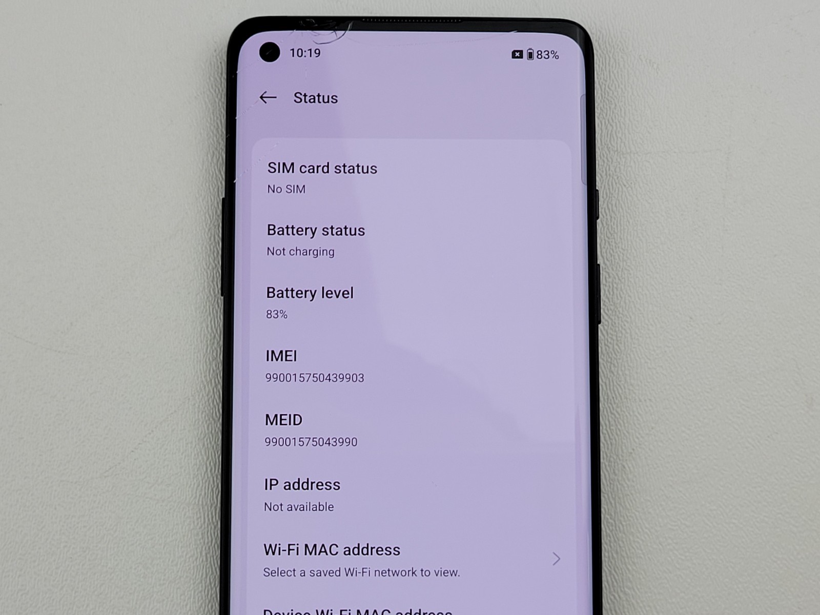 OnePlus 8 (IN2017) 128GB – Black (GSM Unlocked) (T-Mobile) – CRACKED – H8067
