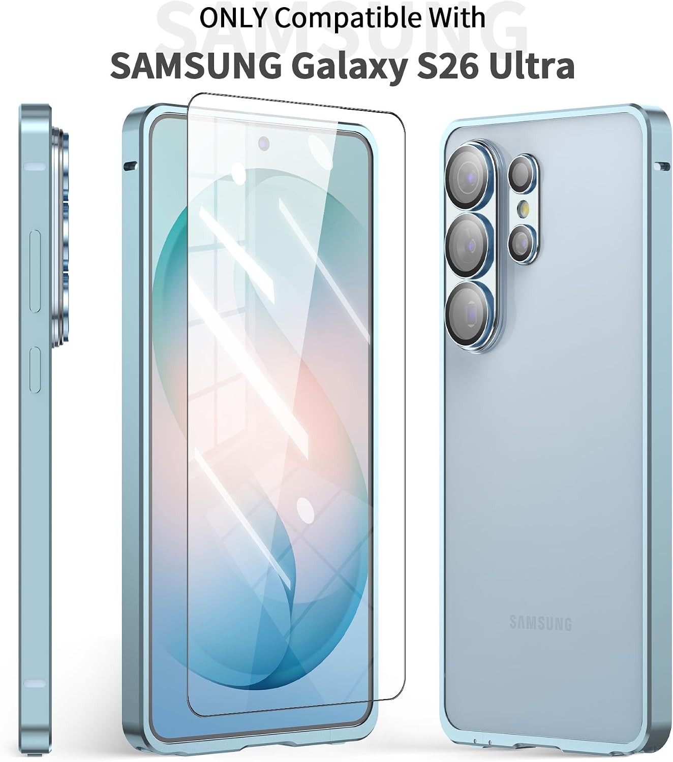 Metal Bumper Case & HD Tempered Glass Screen Protector for Samsung Galaxy S26 Ul