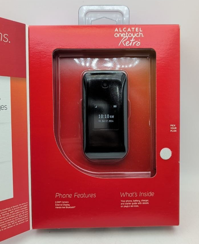 Alcatel One Touch Retro Cellular Flip Phone 256 MB Virgin Mobile 2.4 in 2 MP