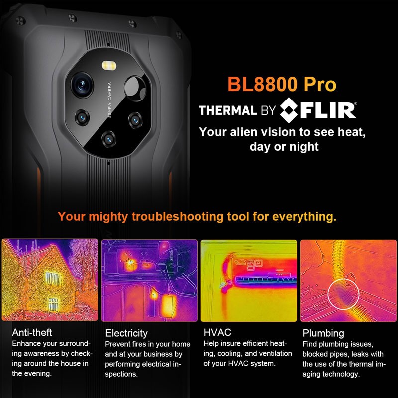 5G Blackview Rugged Phone Android Thermal Imaging Dual SIM Octa Core Waterproof