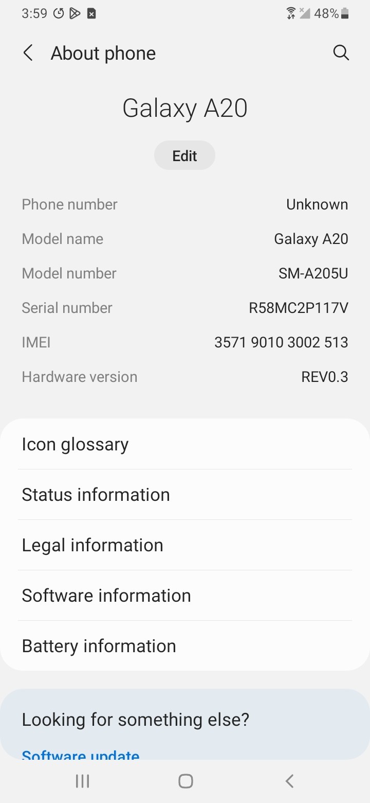 Samsung Galaxy A20 32GB SM-A205U Verizon Black – Back Panel Damage PARTS