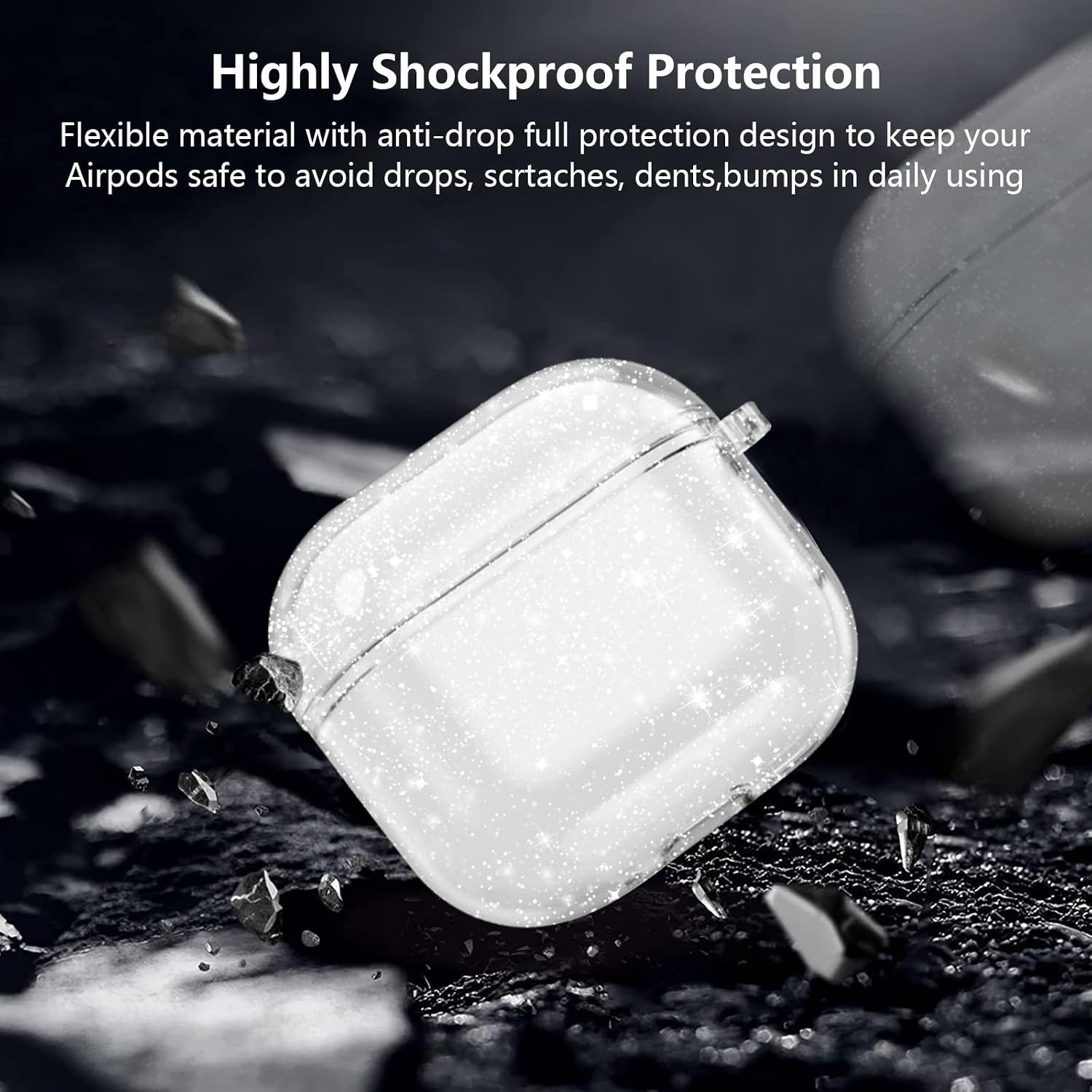 Clear Glitter Case for Airpods 4, Sparkle Bling Shockproof TPU Skin Cover 2024