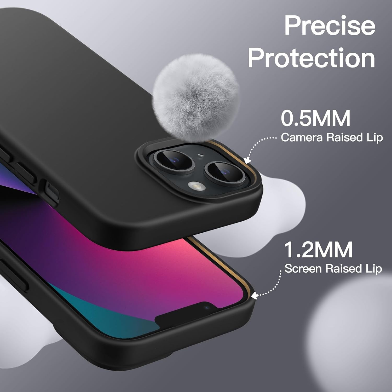 Full-Body Protective Silicone Case for iPhone 13 6.1-Inch, Soft Touch, Black