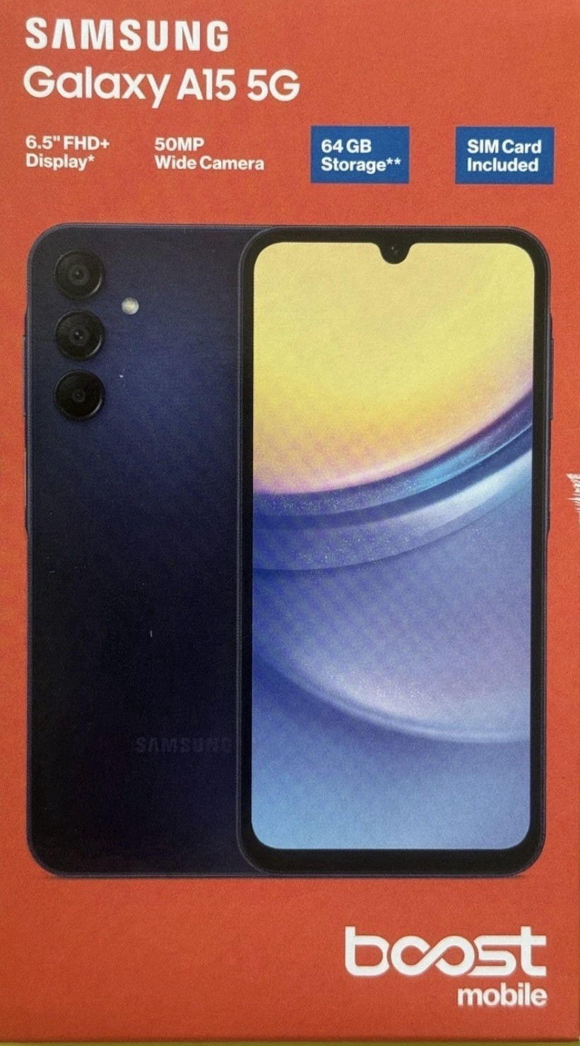 Boost Mobile Prepaid Samsung Galaxy A15 5G 64GB (2024) – New Sealed