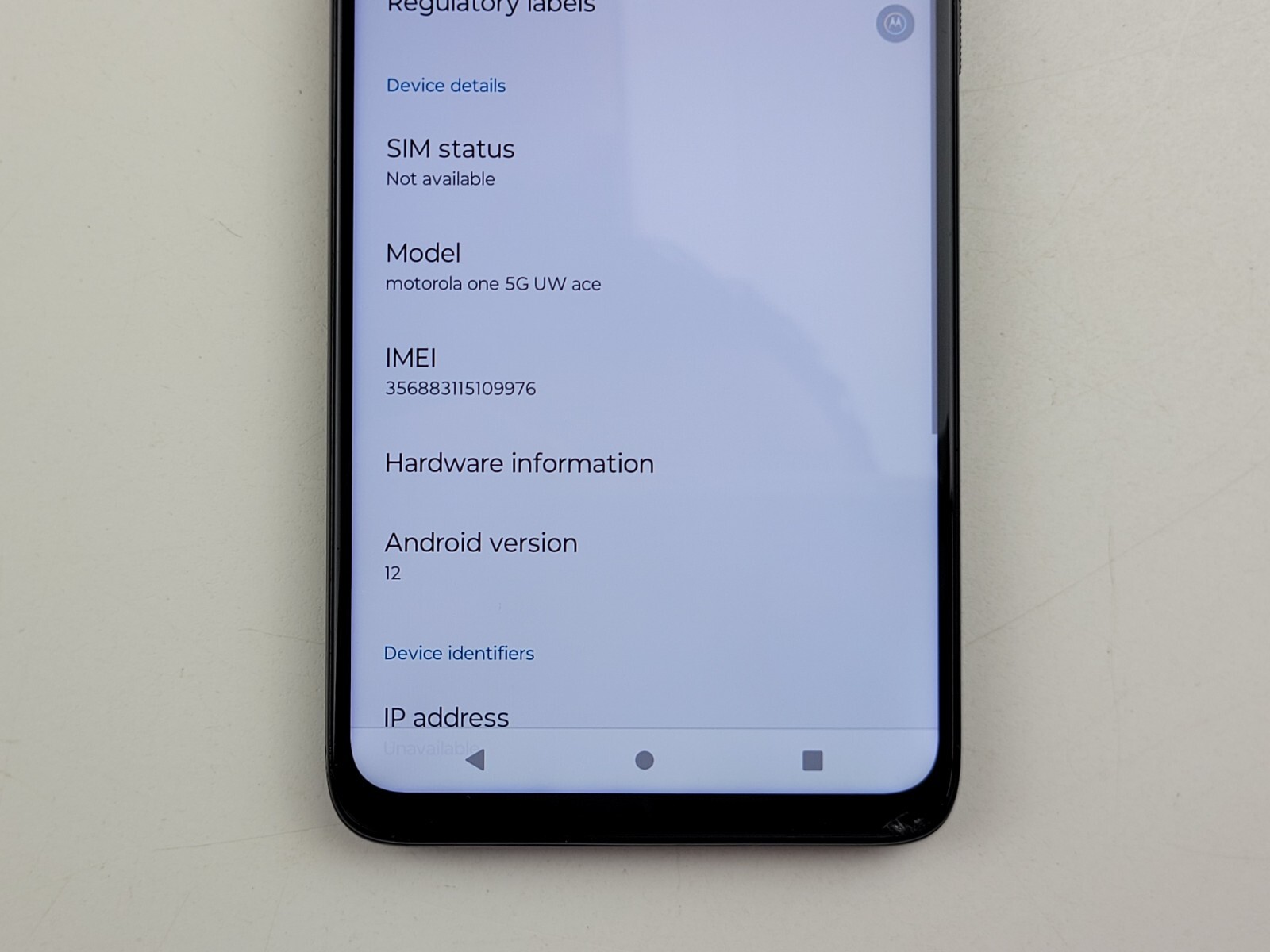 Motorola One 5G UW Ace (XT2113-1) 64GB (Verizon) Prepaid – BLEMISHED- Clean IMEI