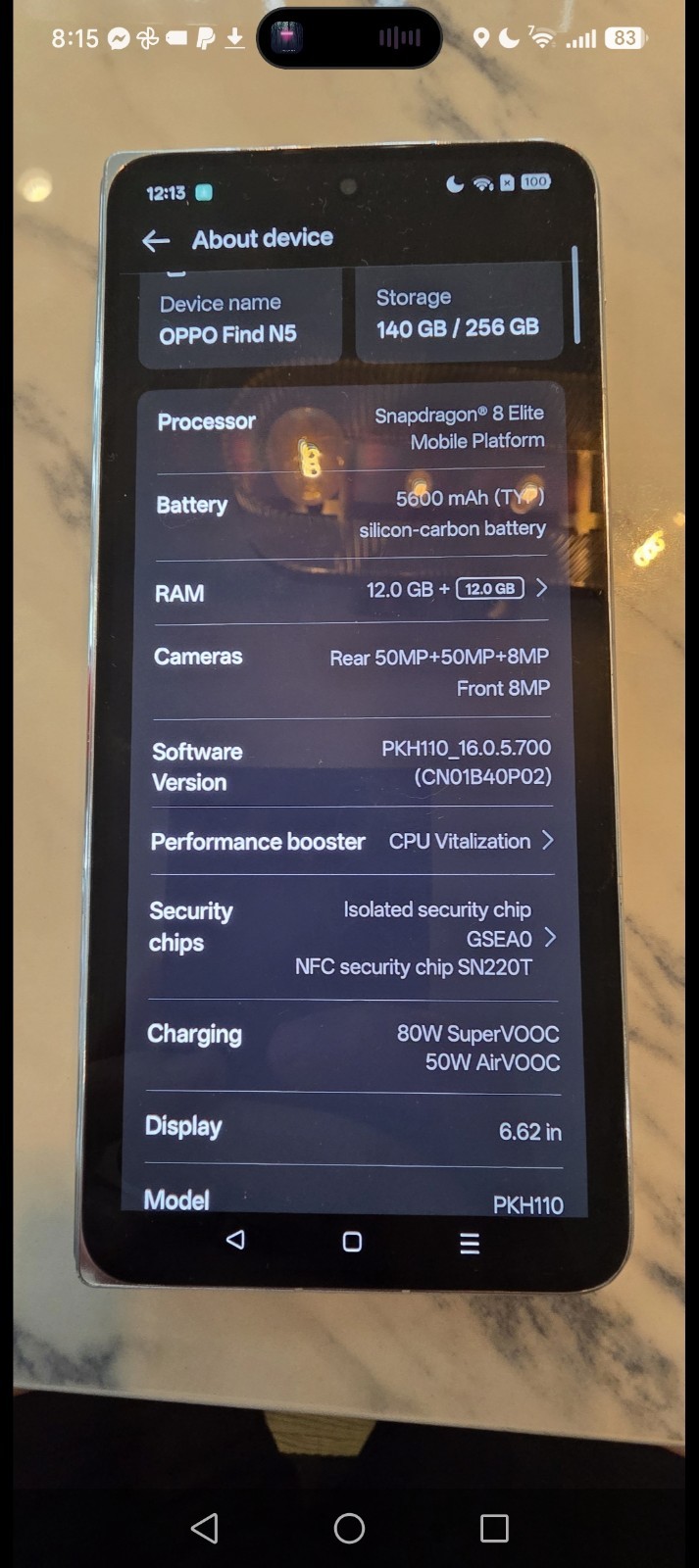 OPPO Find N5 Foldable 256GB 12GB RAM Misty White PKH110 Unlocked + Box & 2 Cases