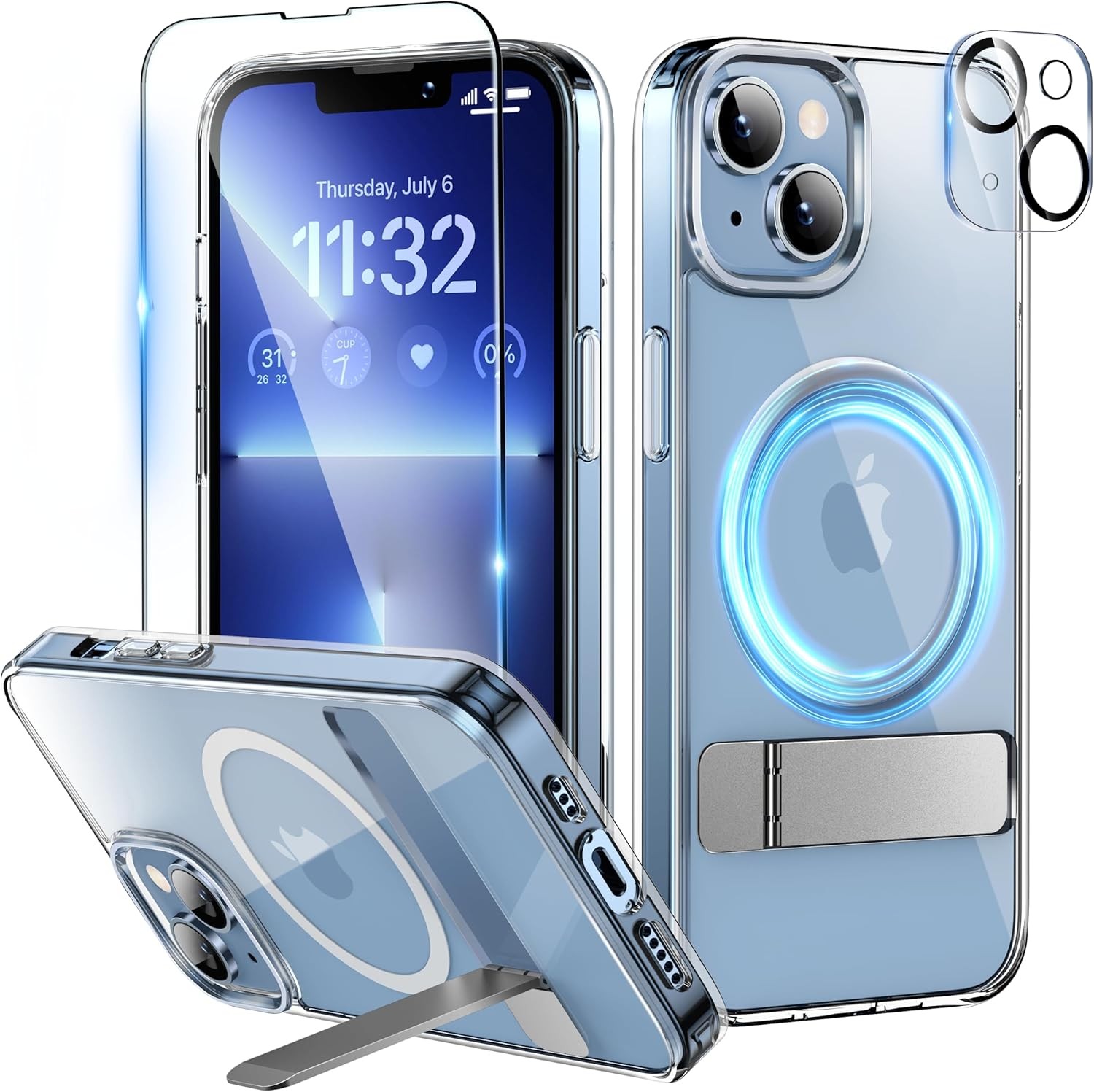 Magnetic Case for iPhone 14 Case 6.1-Inch (2022), Slim Kickstand with Screen Pro