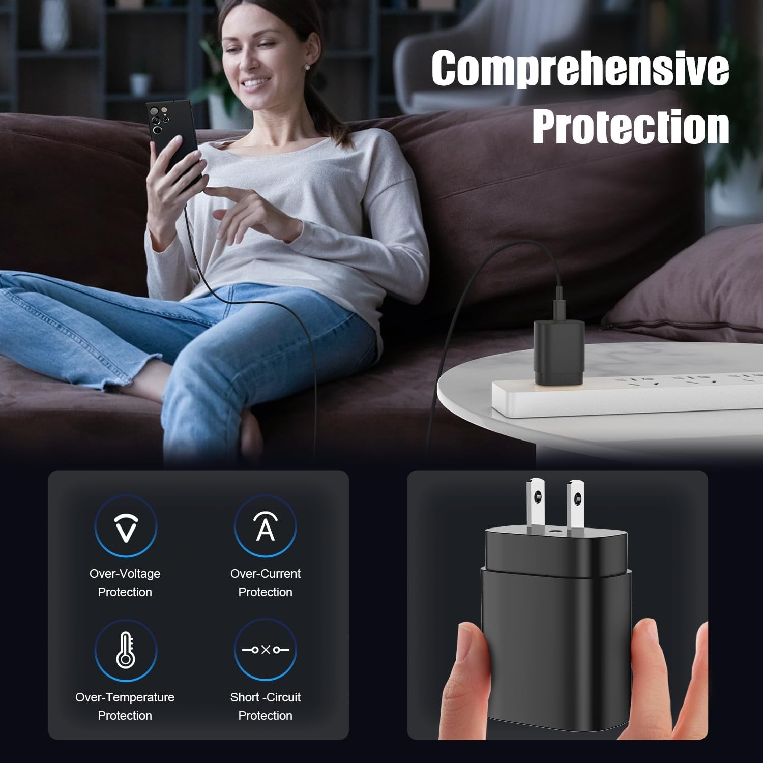 25W USB-C Fast Charger Block 4-Pack for Samsung Galaxy S24/S25, 6ft & 1 Included