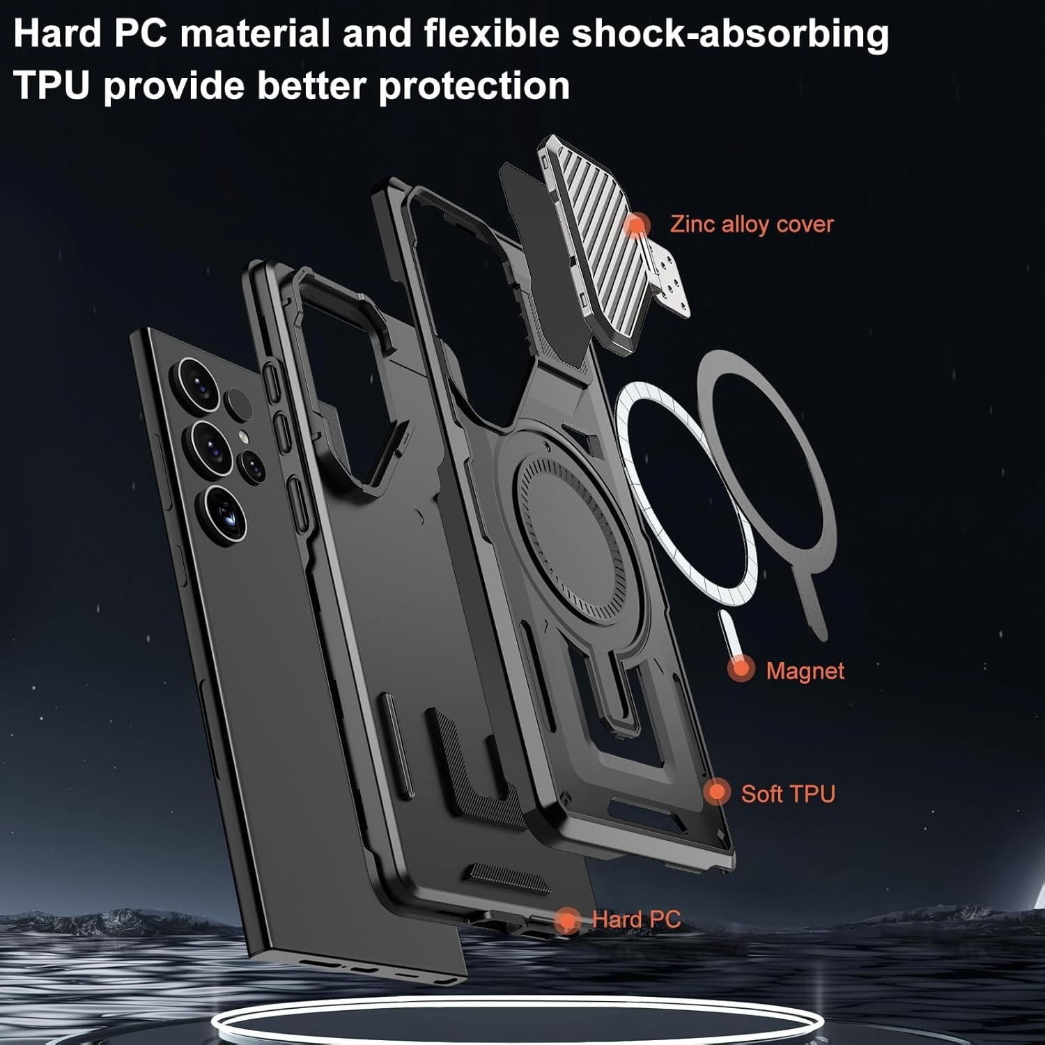 For Samsung Galaxy S25 Ultra Case,Military Grade with Stand,Magnetic Support