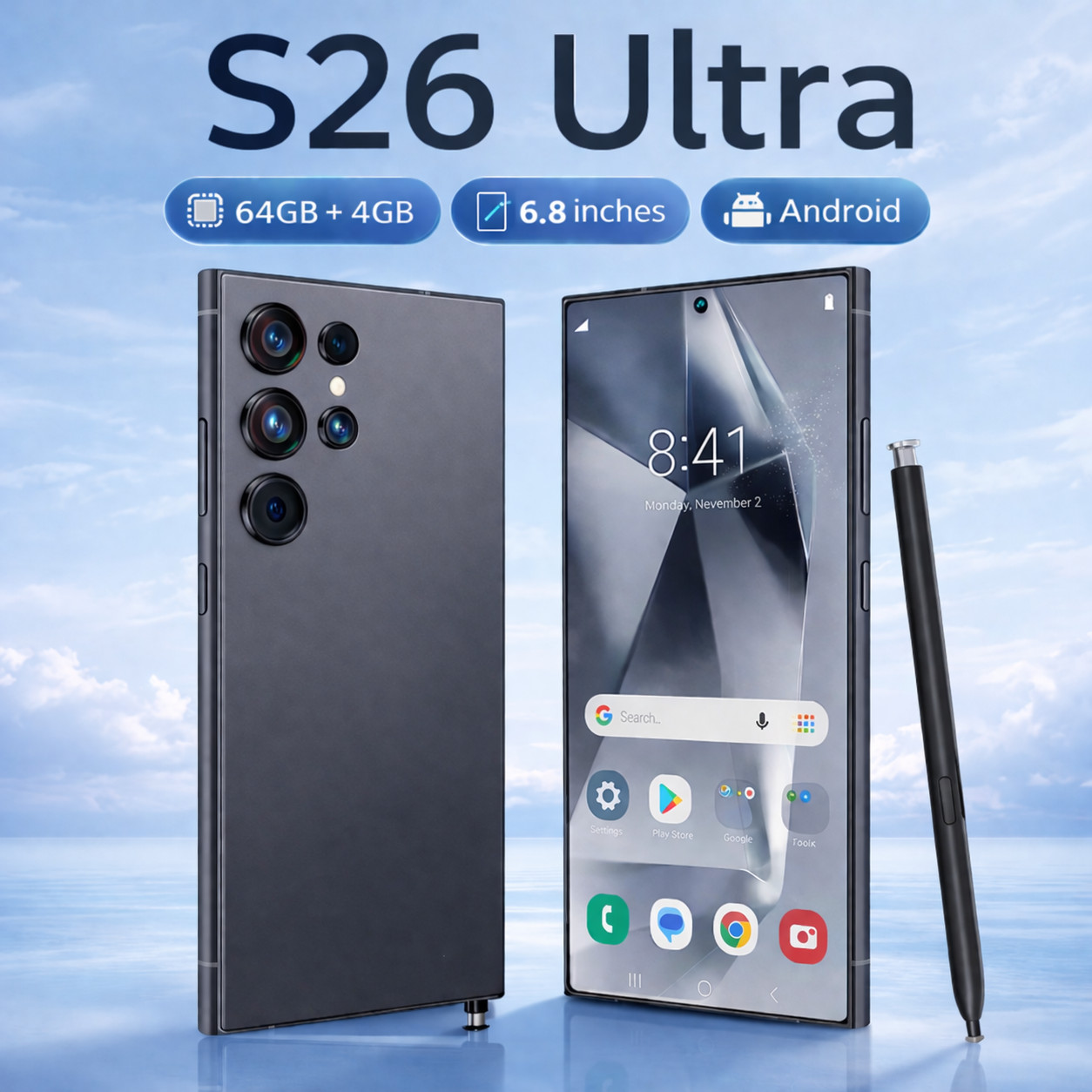 Smartphone Android S26 Ultra 5G Global Unlocked New 6.8″ Cellphone Dual SIM