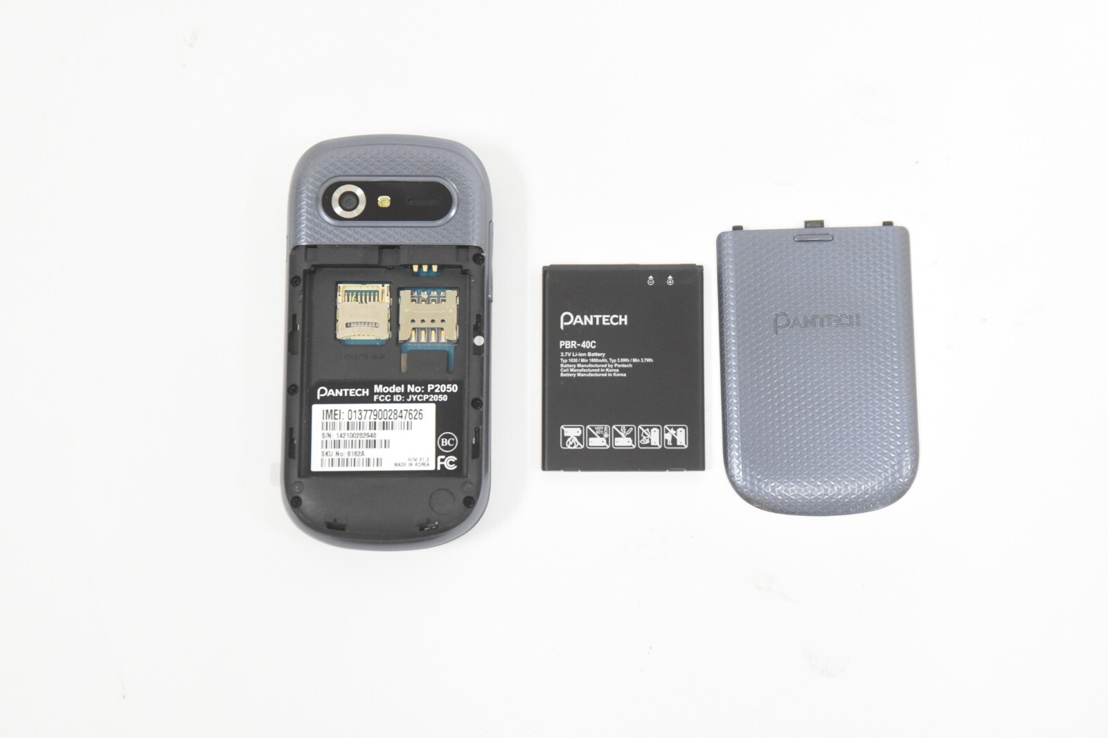 Lot of 2 PANTECH Breeze IV P2050 Black & Slate AT&T 3G Flip Cell Phone