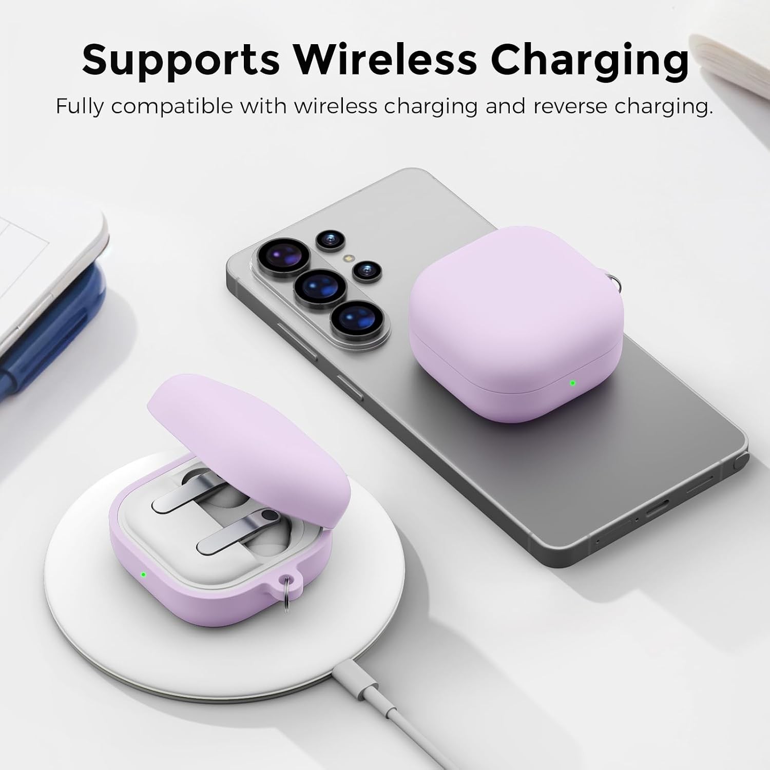 Shockproof Silicone Case Cover for Samsung Galaxy Buds4/Buds4 Pro (2026) Lavende