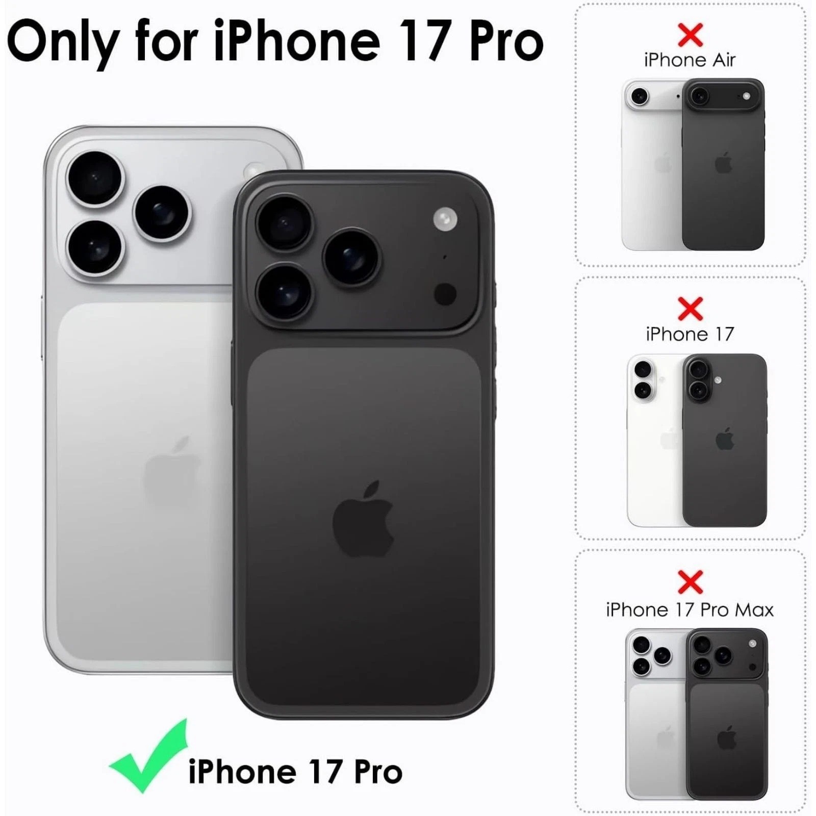 Clear Shockproof Phone Case Compatible with iPhone 17 Pro, Slim Bumper Cover