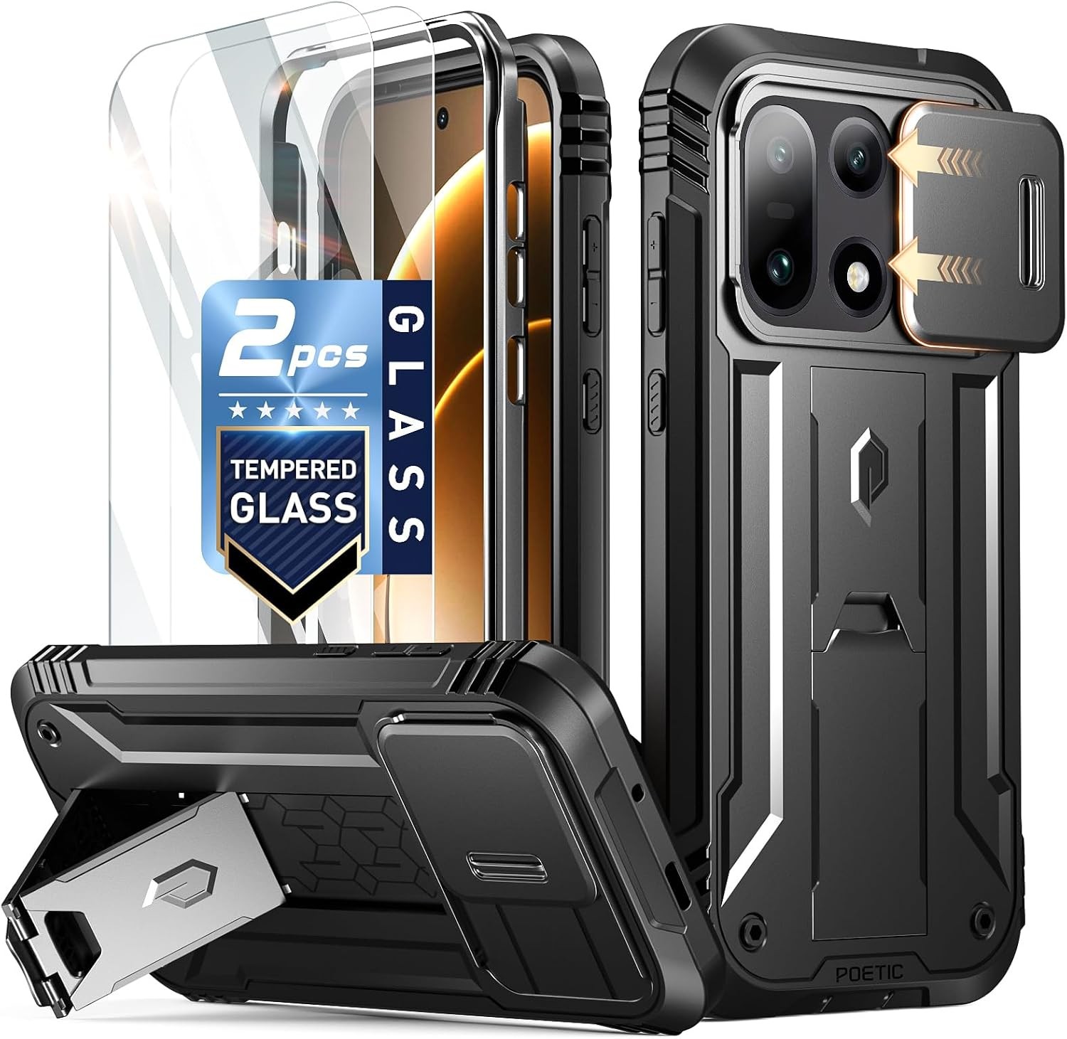 2PCS Case & Screen Protector for OnePlus 15 5G Full-Body Rugged Shockproof Black