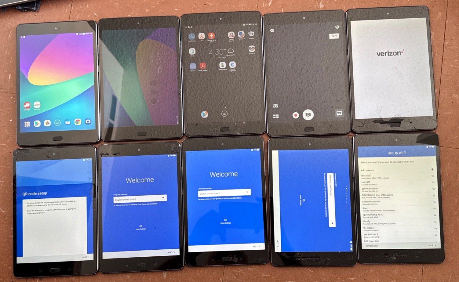 4 Work Lot OF 10 Asus ZenPad Z85 POOJ 16GB Cracked Glass Bad Touch BROKEN