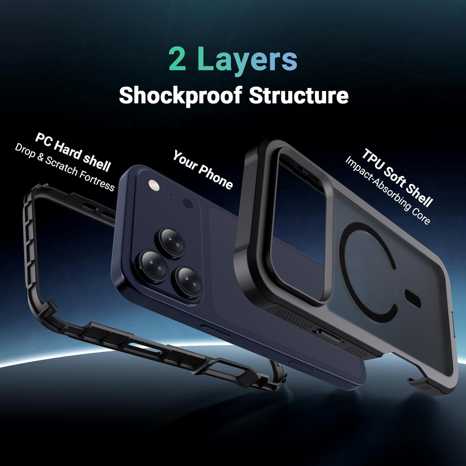 Magnetic for iPhone 17 Pro Max Case, Heavy Duty Protection, Shockproof 2-Layer B