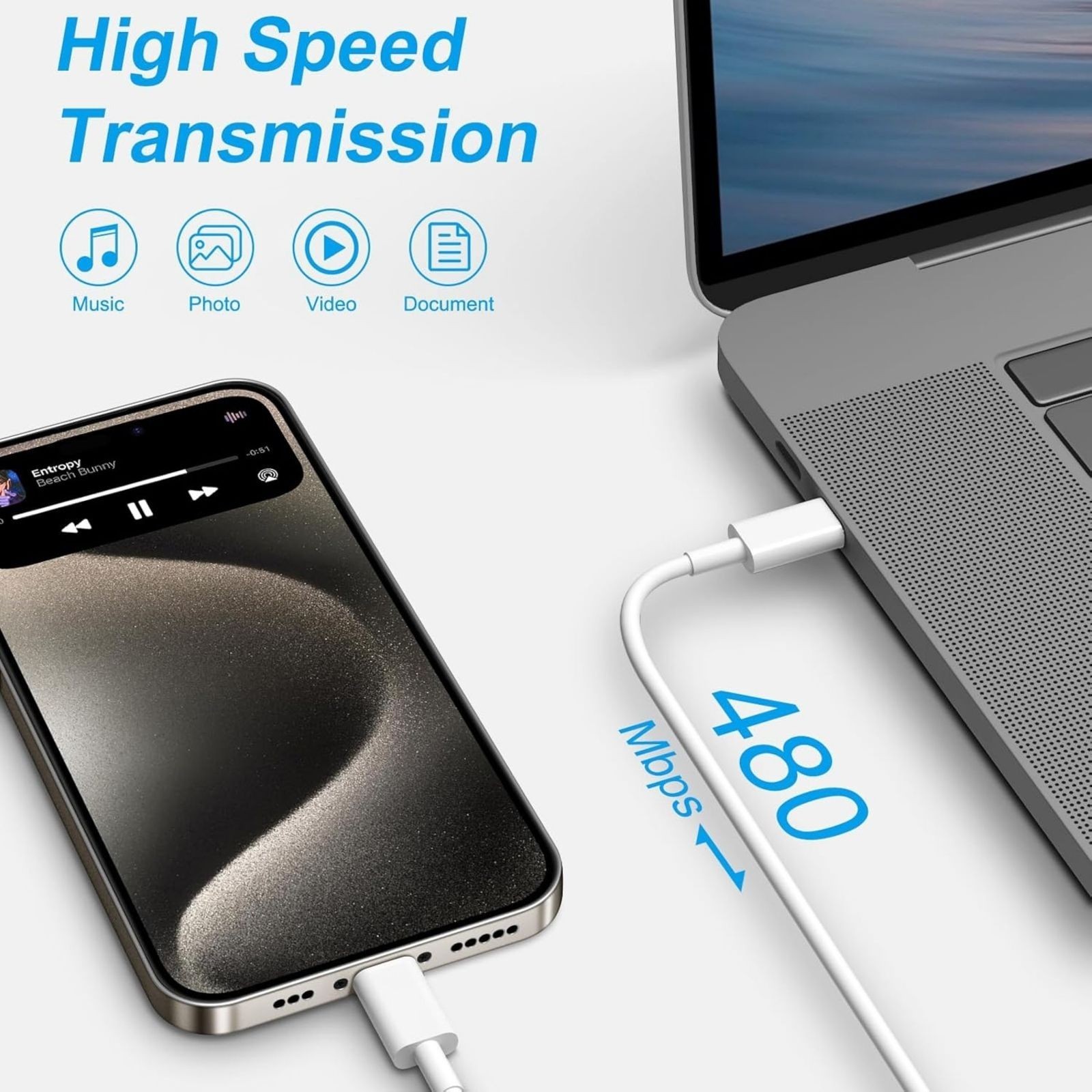 20W USB-C Fast Charger Block for iPhone 17/16 with 10Ft Cable