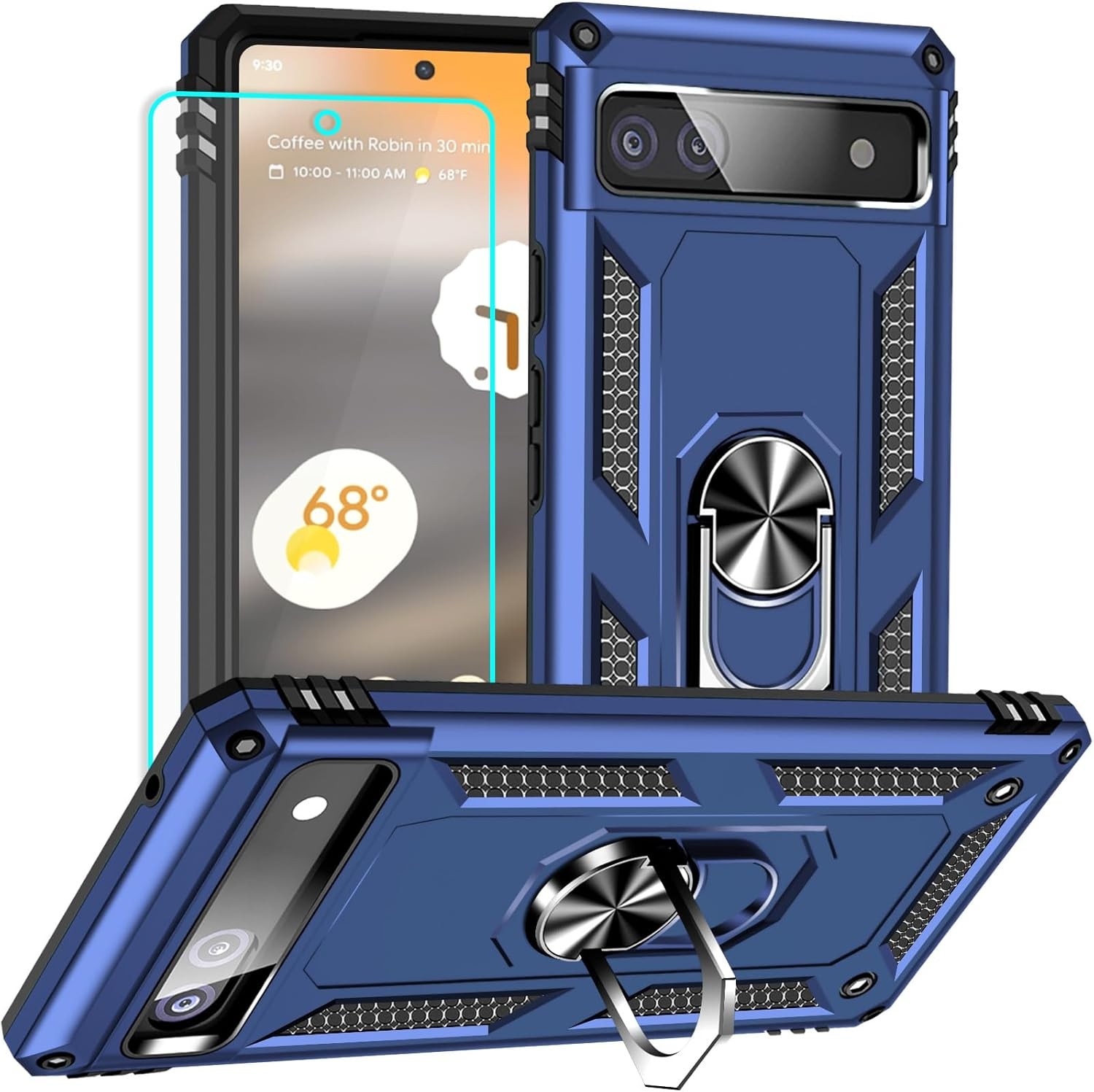 Military Grade Protective Case for Google Pixel 6A with Screen Protector (Blue)