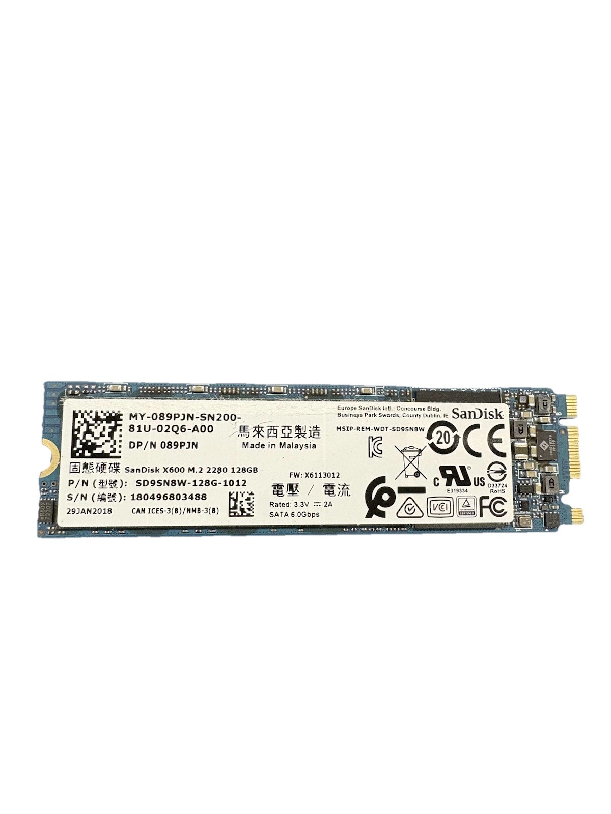 SanDisk 128GB M.2 SSD X600 SD9SN8W-128G Internal Solid State Drive 96% Health