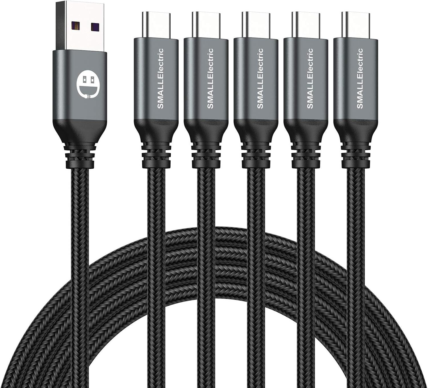 5Pack 10ft USB C Cable, Extra Long USB A to USB-C Fast Charging Braided Cord