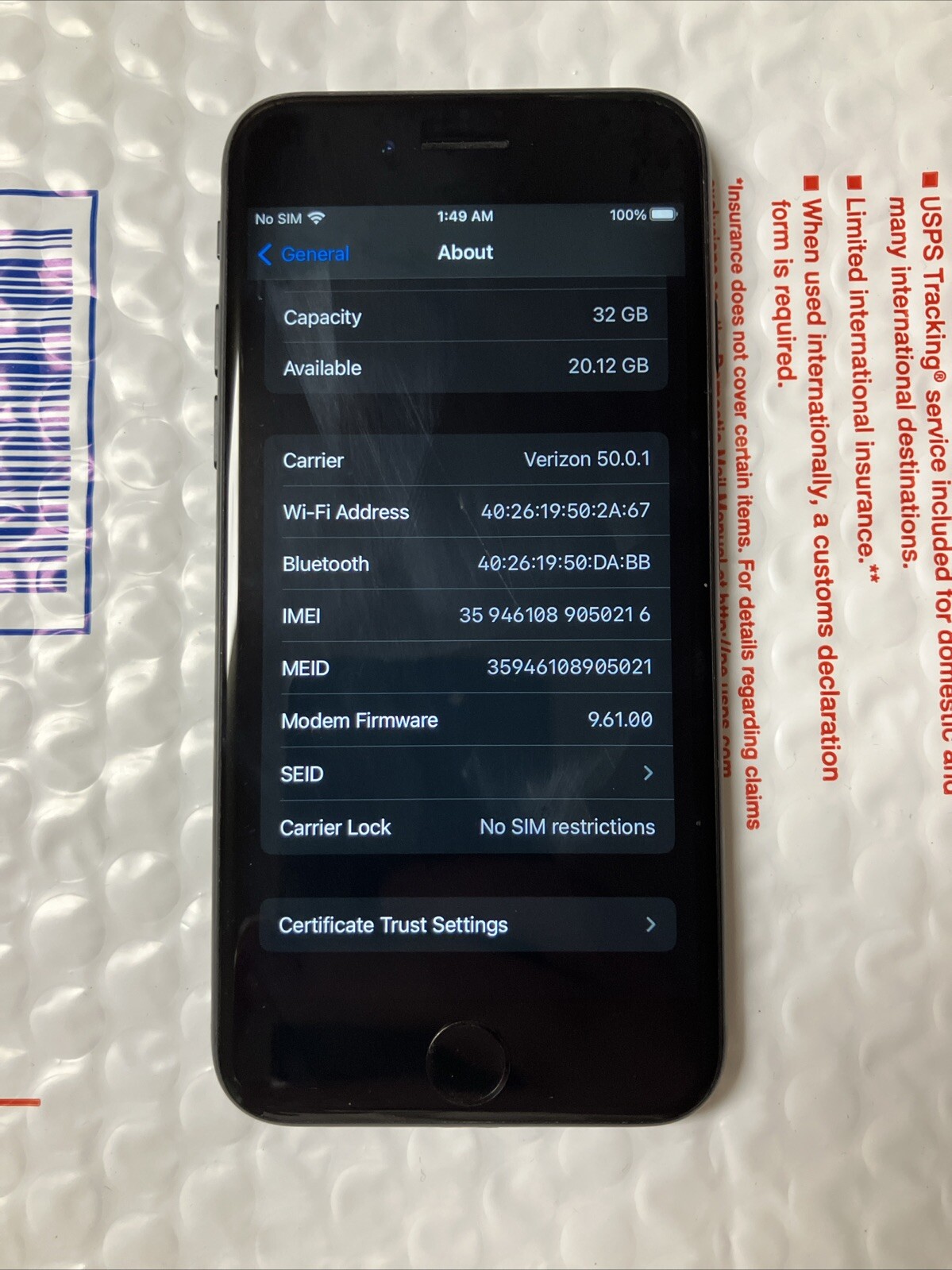 Apple iPhone 7 32GB Black Unlocked MNAD2LL/A A1660 GSM IOS 15.8