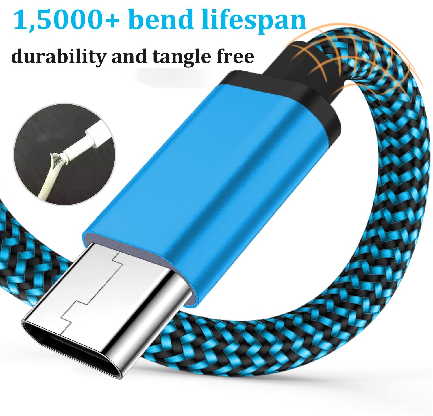 3-Pack 10FT Fast USB-C Charger for Samsung Galaxy S22 S21 S20 S10