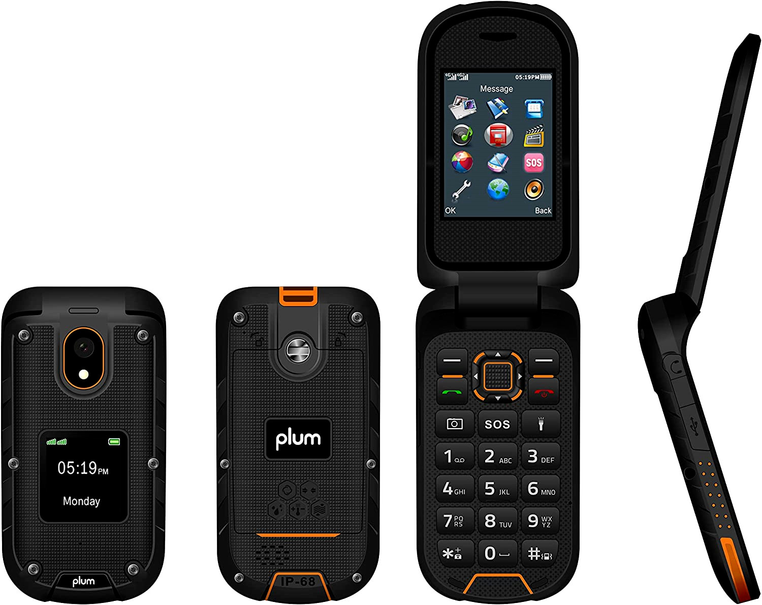 Plum RAM Plus | 4G LTE Rugged Flip Phone | Shock & Water Proof | ◆◆ FOR TMobile