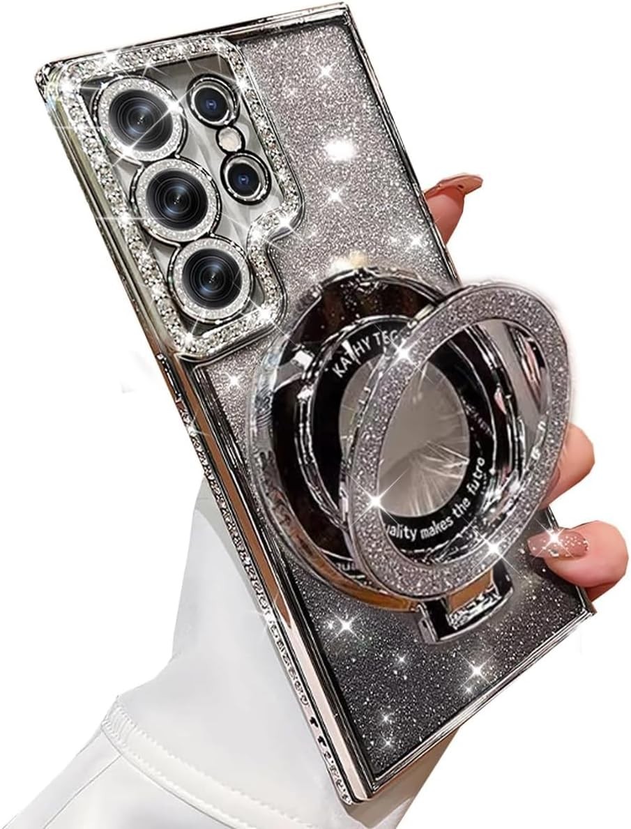 Glitter Magnetic Case for Samsung Galaxy S26 Ultra, Cute Bling Rhinestone Cover