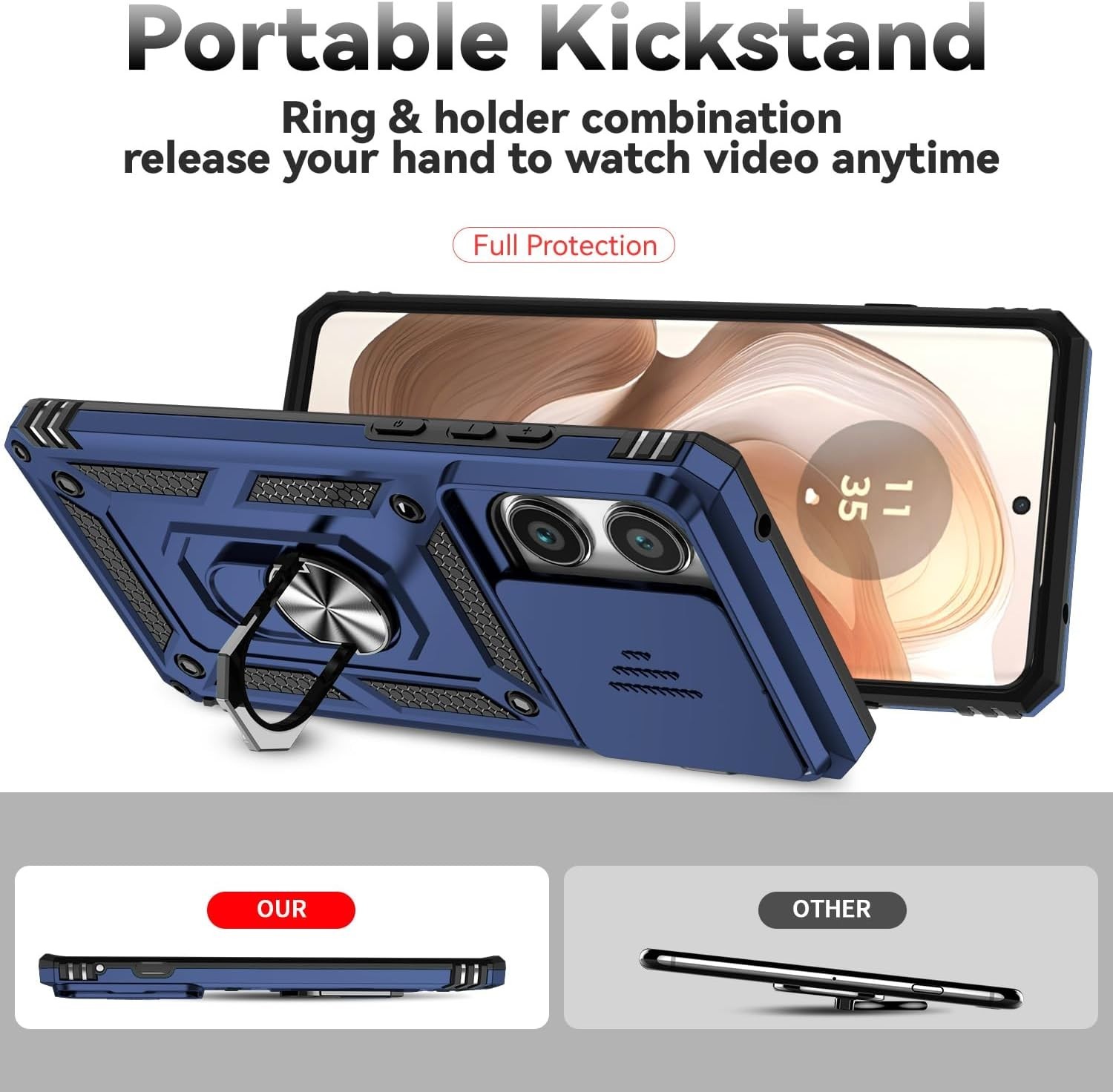 for Motorola Moto Edge 2025 Case with Tempered Glass Screen Protector Multicolor