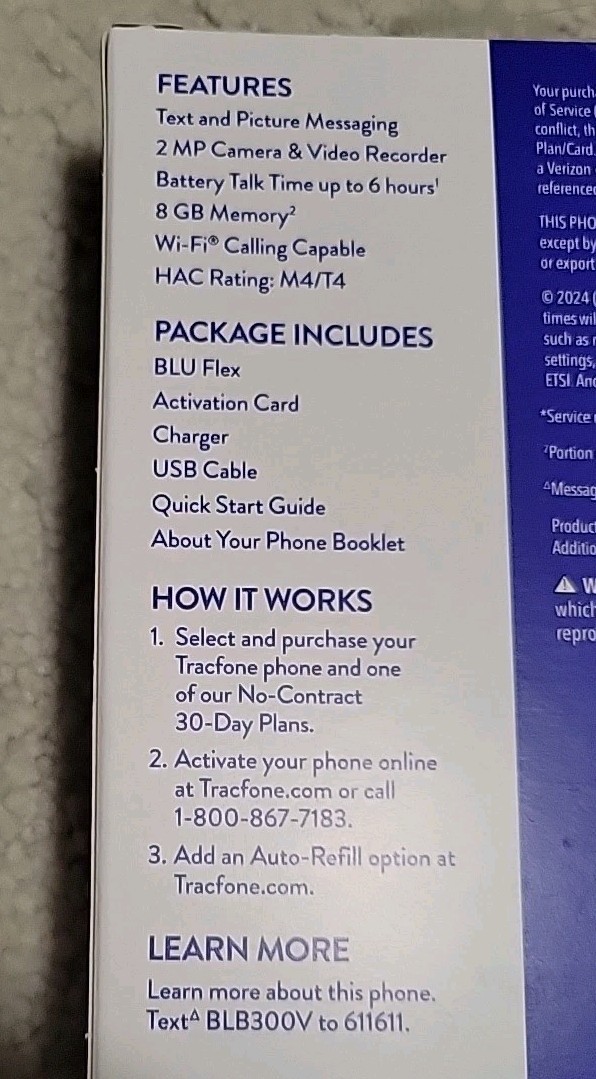TRACFONE BLU Flex 8GB, Black, Flip Phone; SIM not Included, NEW Open Box