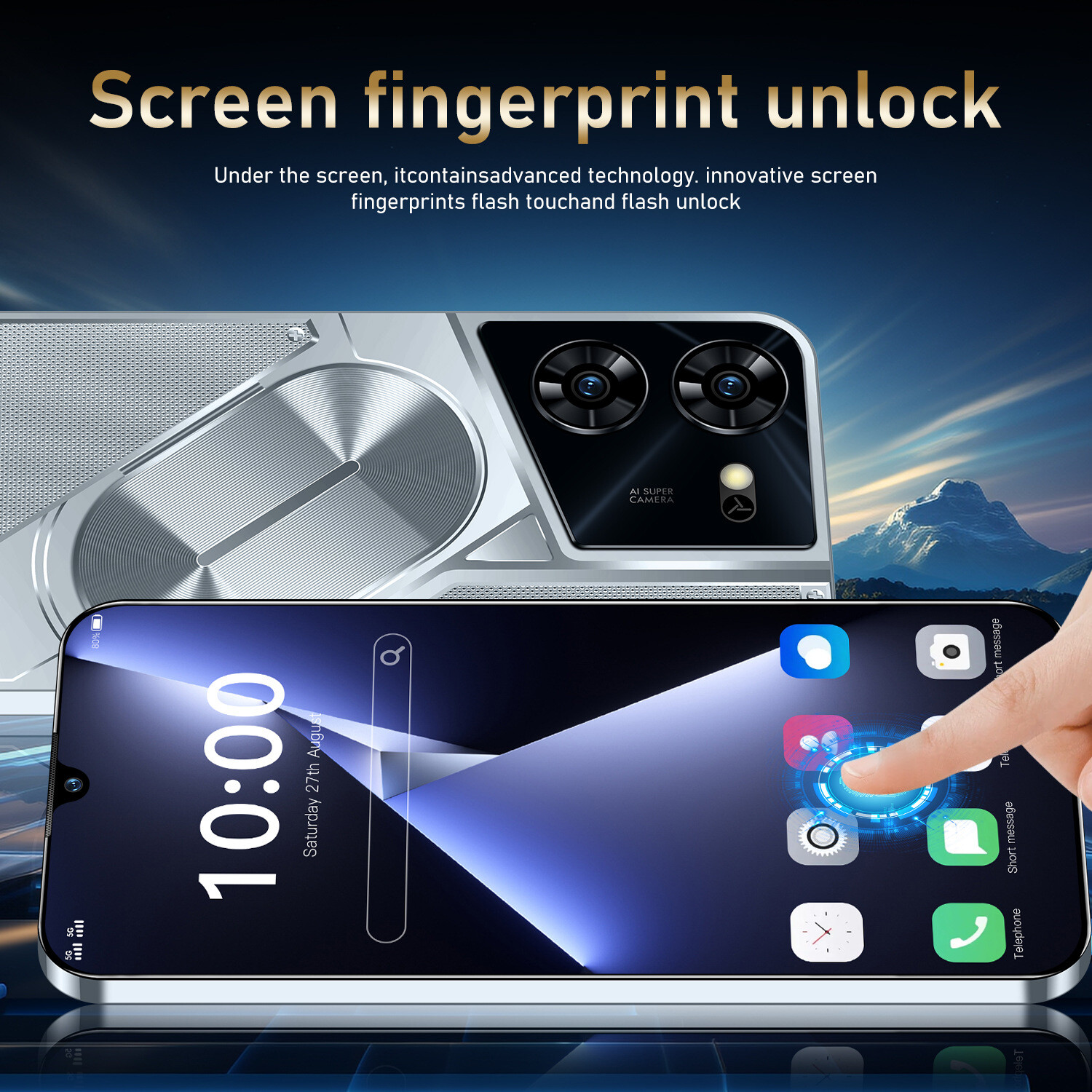 Pova 5 Pro Smartphone Android 6.8” Unlocked 4+64GB 5000mAh 12+24MP Dual Camera